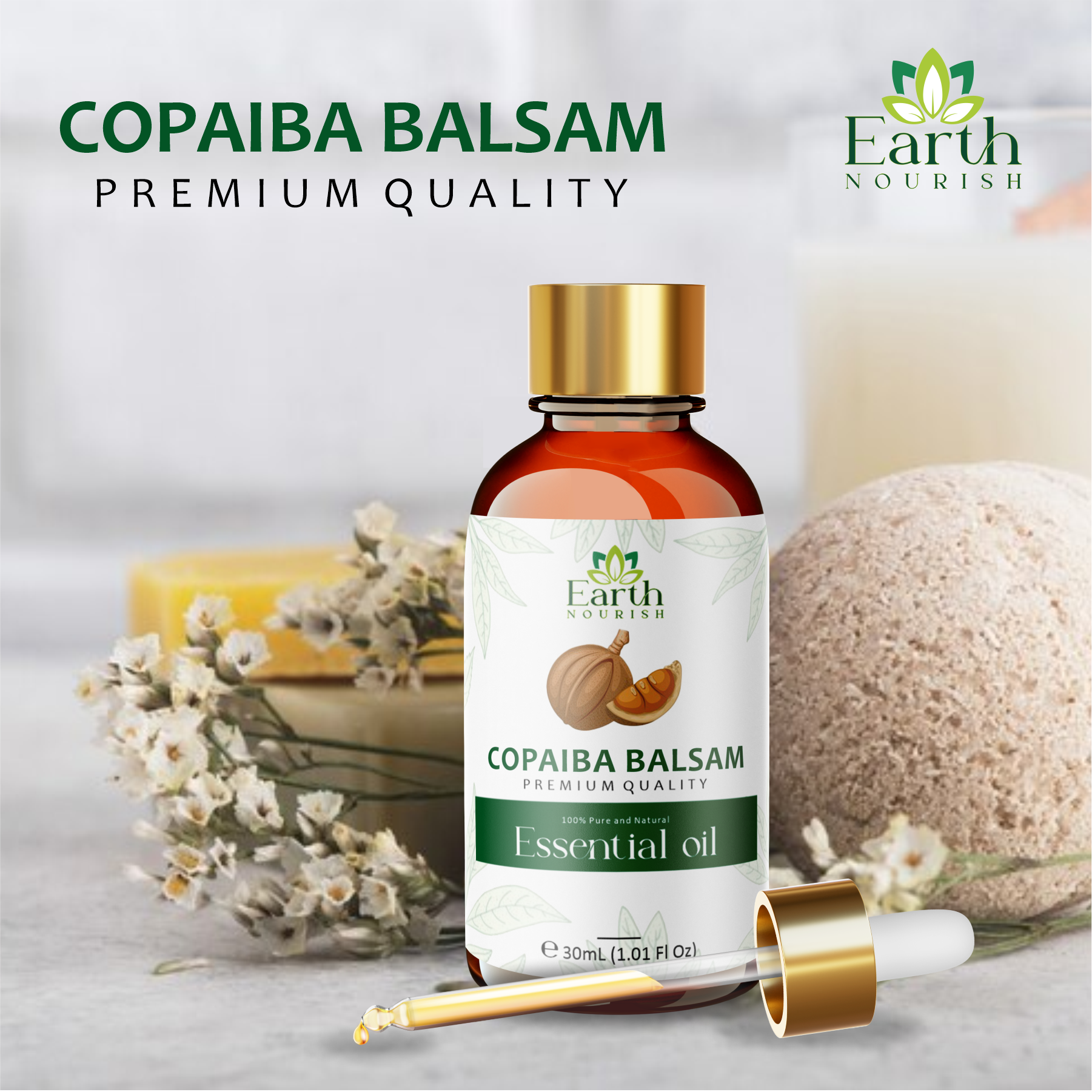 Copaiba Balsam Oil 50ml – Pure & Natural Essential Oil for DIY & Aromatherapy | Earth Nourish