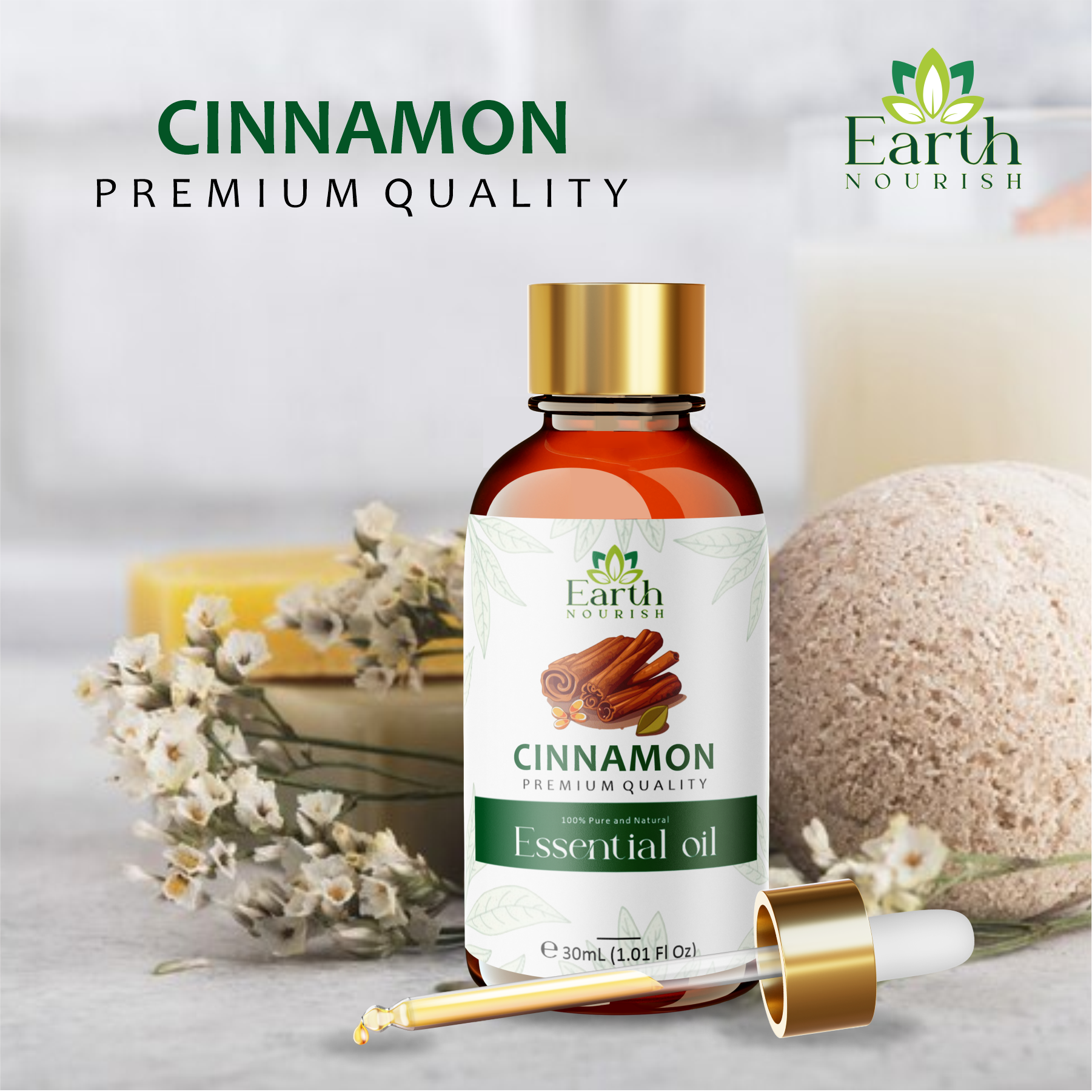 Cinnamon Oil 50ml – Pure & Natural Essential Oil for DIY & Aromatherapy | Earth Nourish