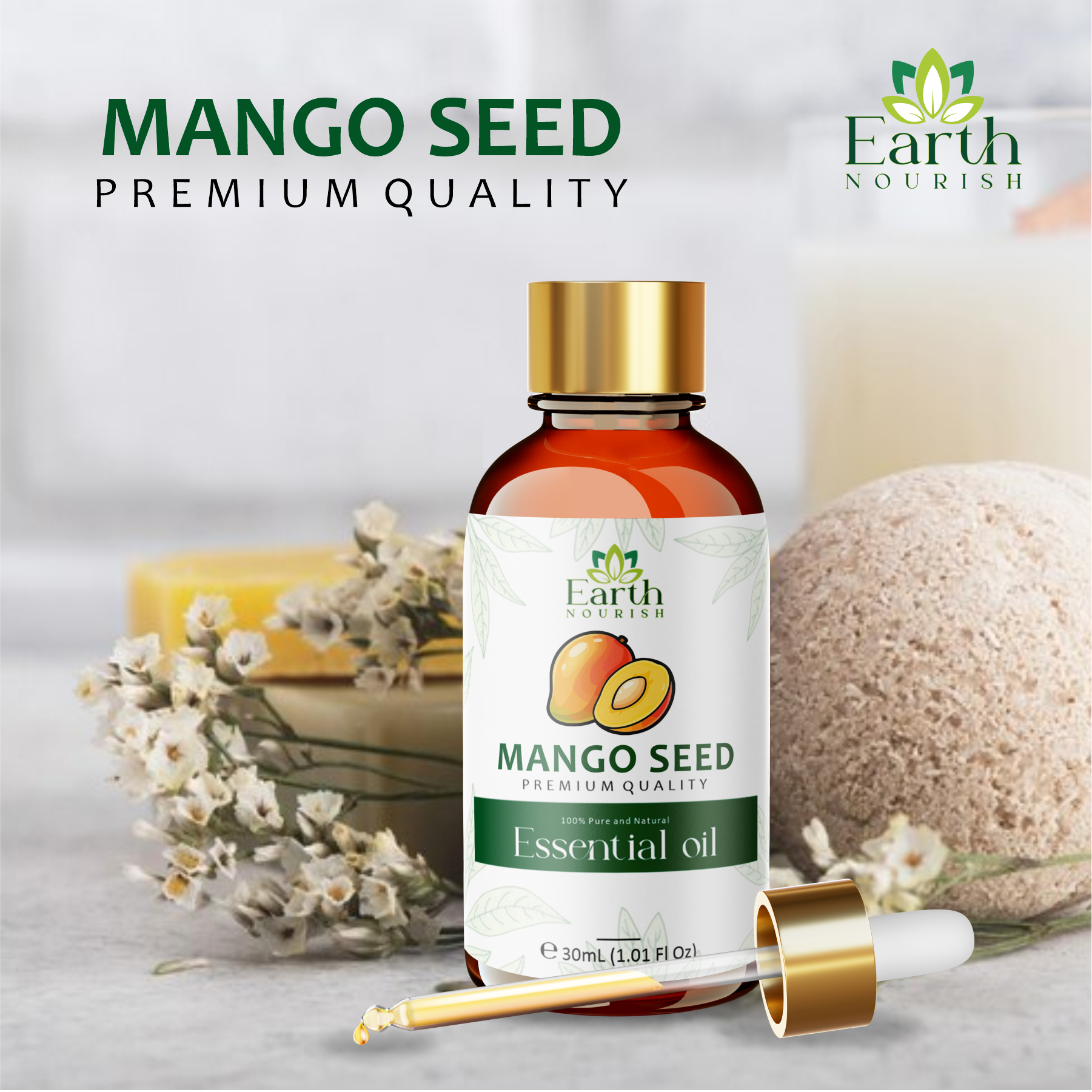 Mango Seed Oil 50ml – Pure & Natural Cold-Pressed Carrier Oil for Deep Nourishment & Barrier Care | Earth Nourish