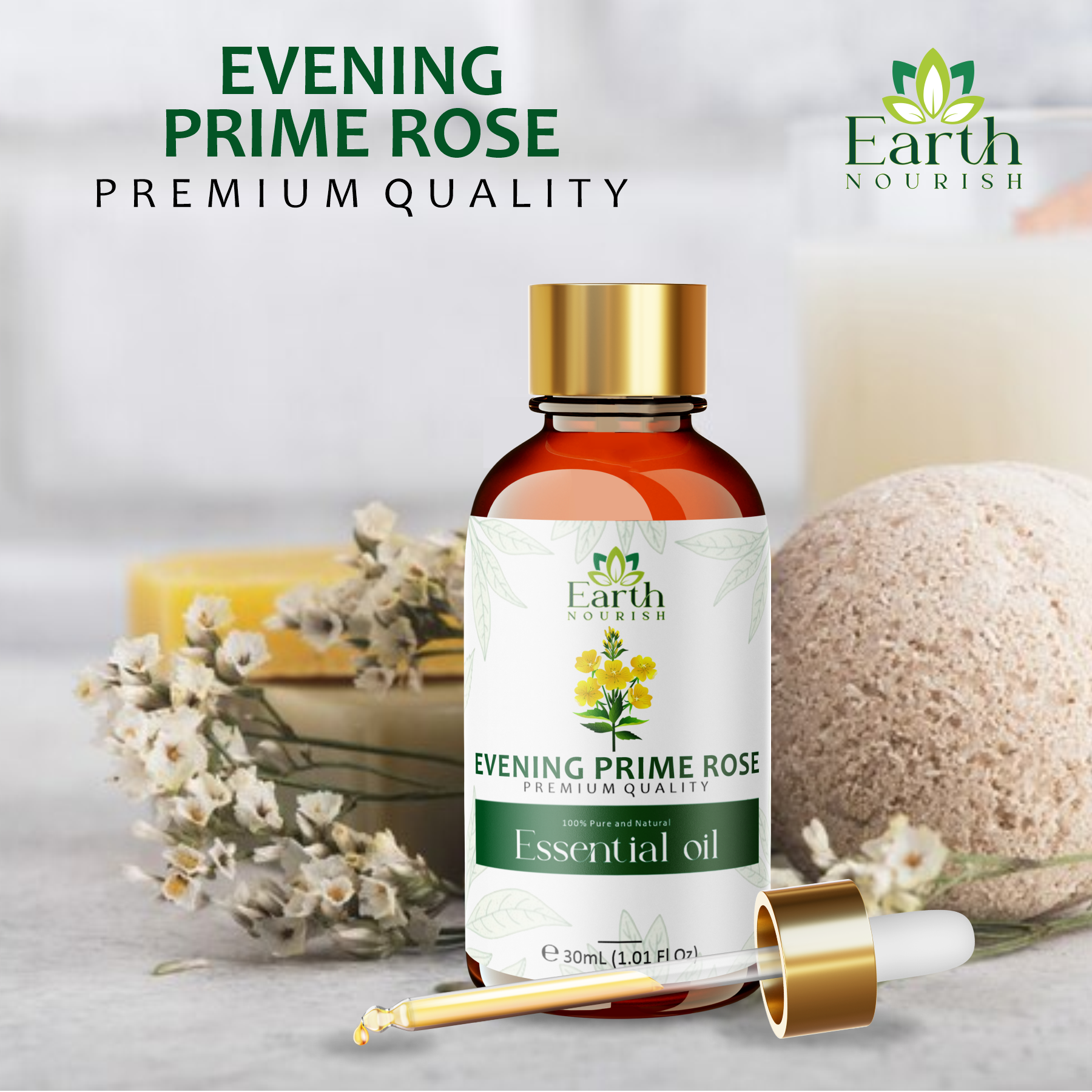 Evening Primrose Oil 50ml – Pure & Natural Cold-Pressed Oil for Skin Hydration & Barrier Care | Earth Nourish