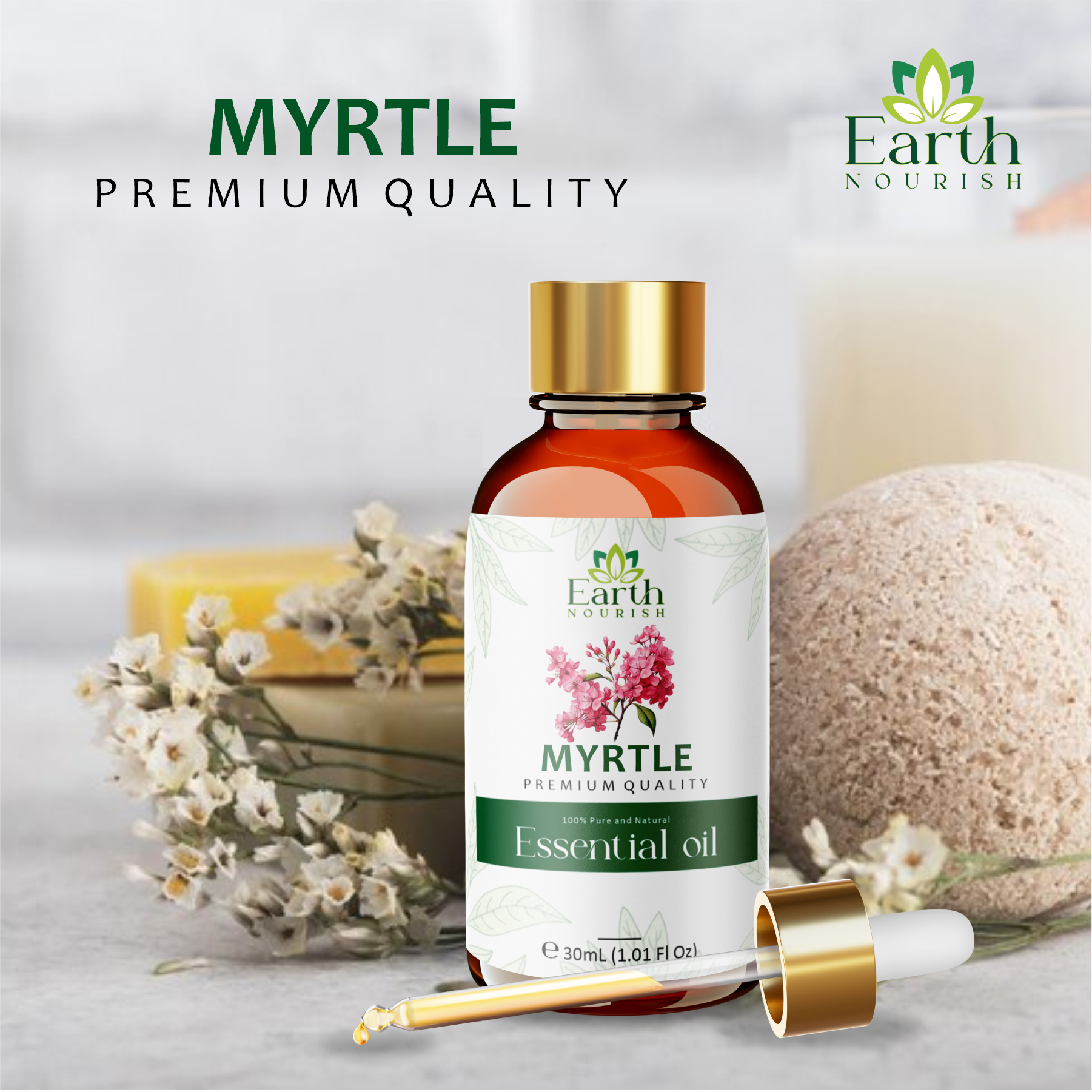 Myrtle Oil 50ml – Pure & Natural Essential Oil for Skin Clarifying & Fresh Aromatherapy | Earth Nourish