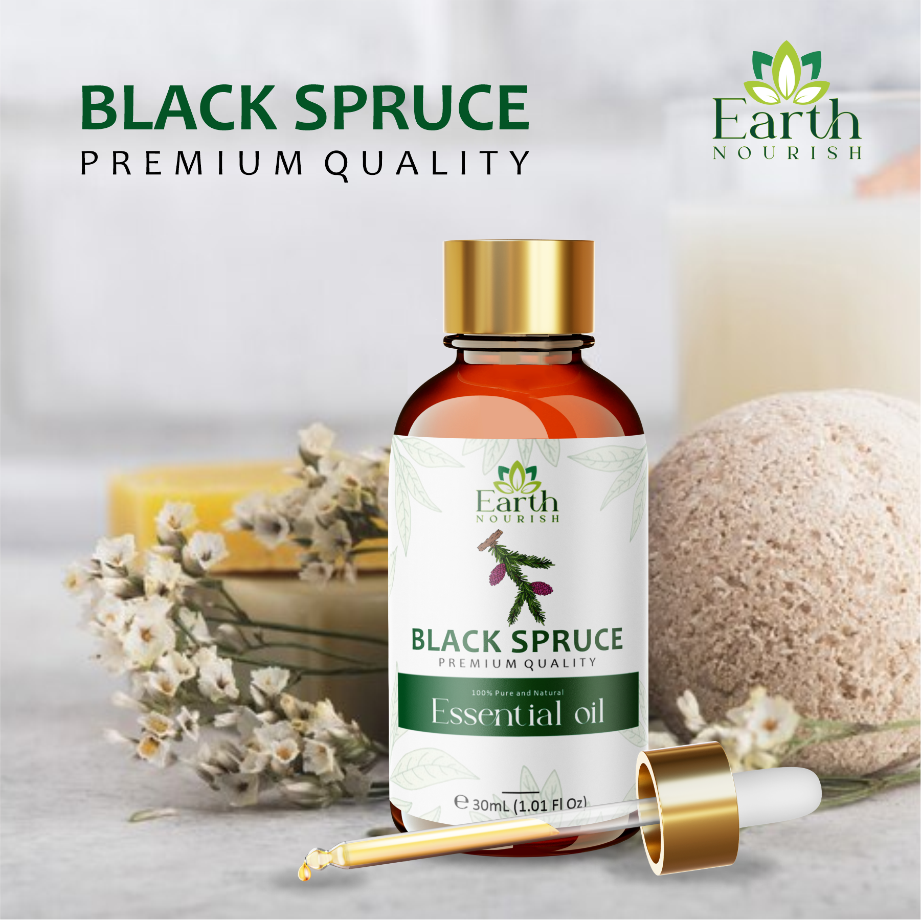 Black Spruce Oil 50ml – Pure & Natural Essential Oil for DIY & Aromatherapy | Earth Nourish