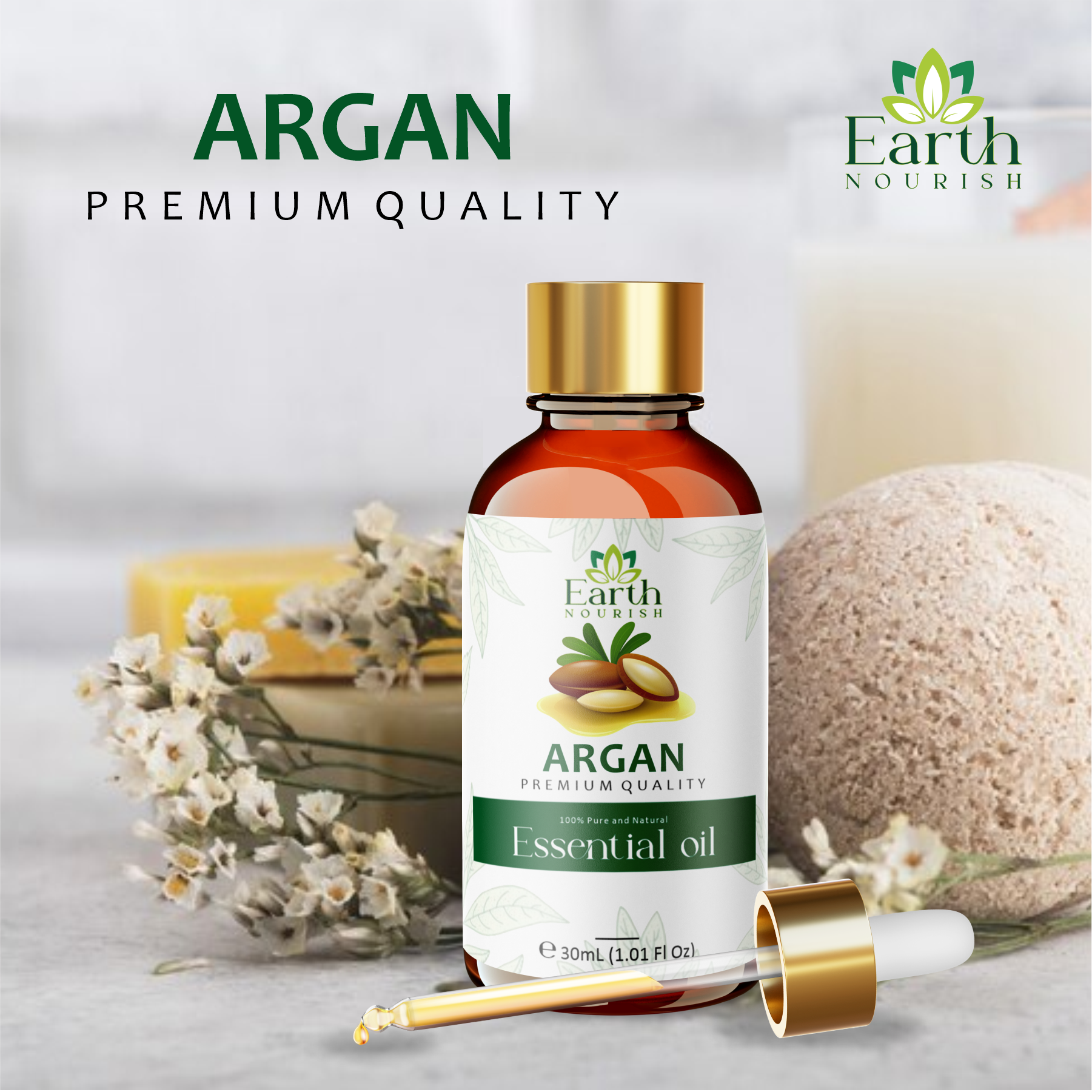 Argan Oil 50ml – Pure & Natural Moroccan Oil for Hair & Skin Care | Earth Nourish