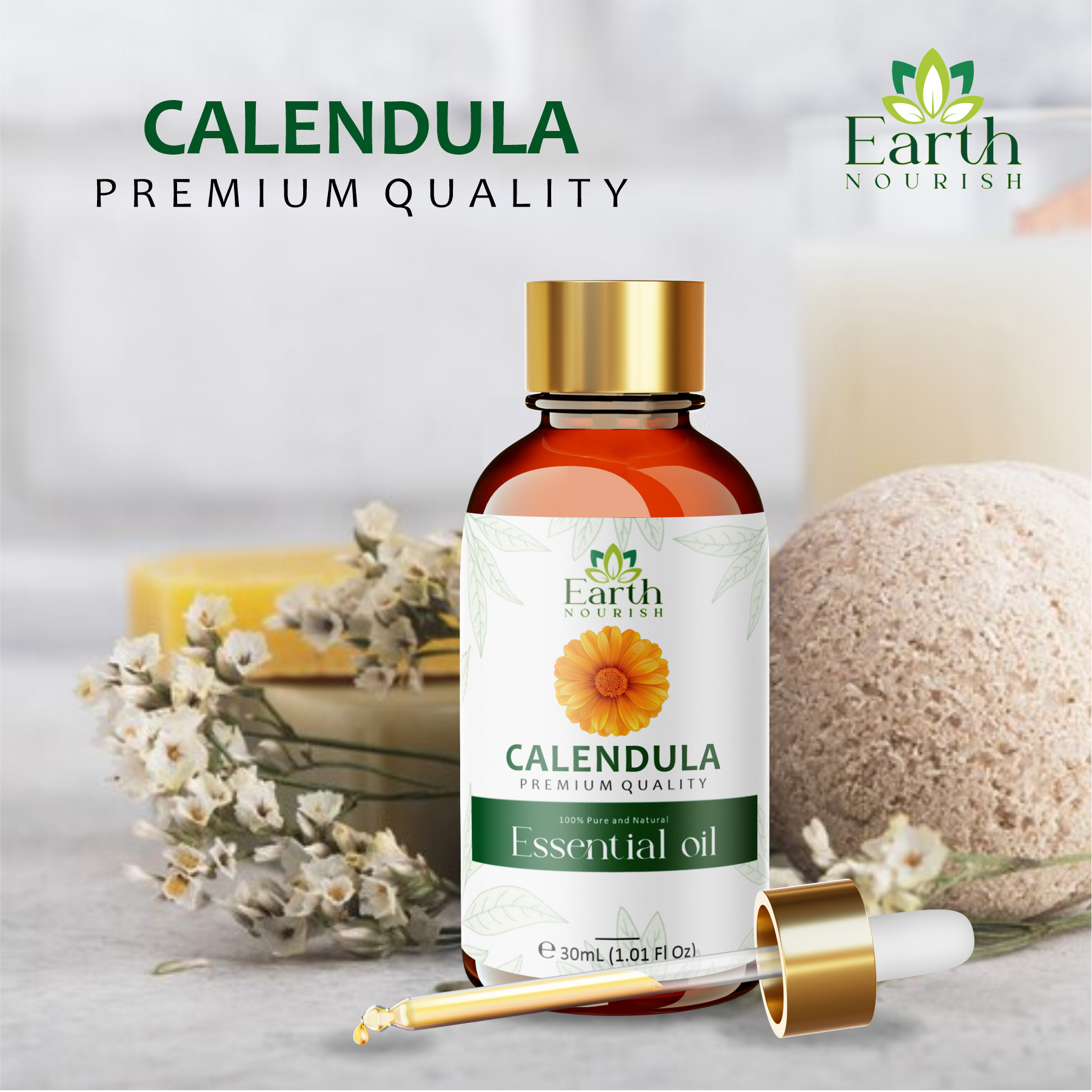 Calendula Oil 50ml – Pure & Natural Infused Oil for Sensitive Skin & Body Care | Earth NourishOil 50ml – Pure & Natural Essential Oil for DIY & Aromatherapy | Earth Nourish (Copy)
