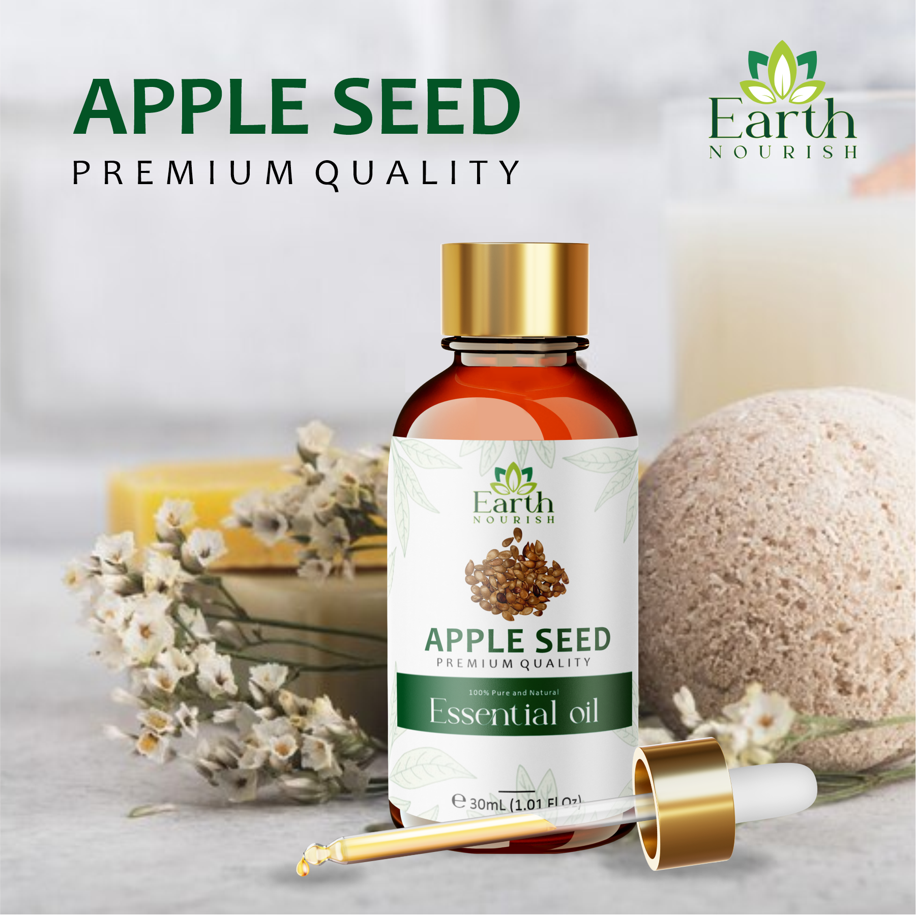 Apple Seed Oil 50ml – Pure & Natural Carrier Oil for Skin & Hair Care | Earth Nourish