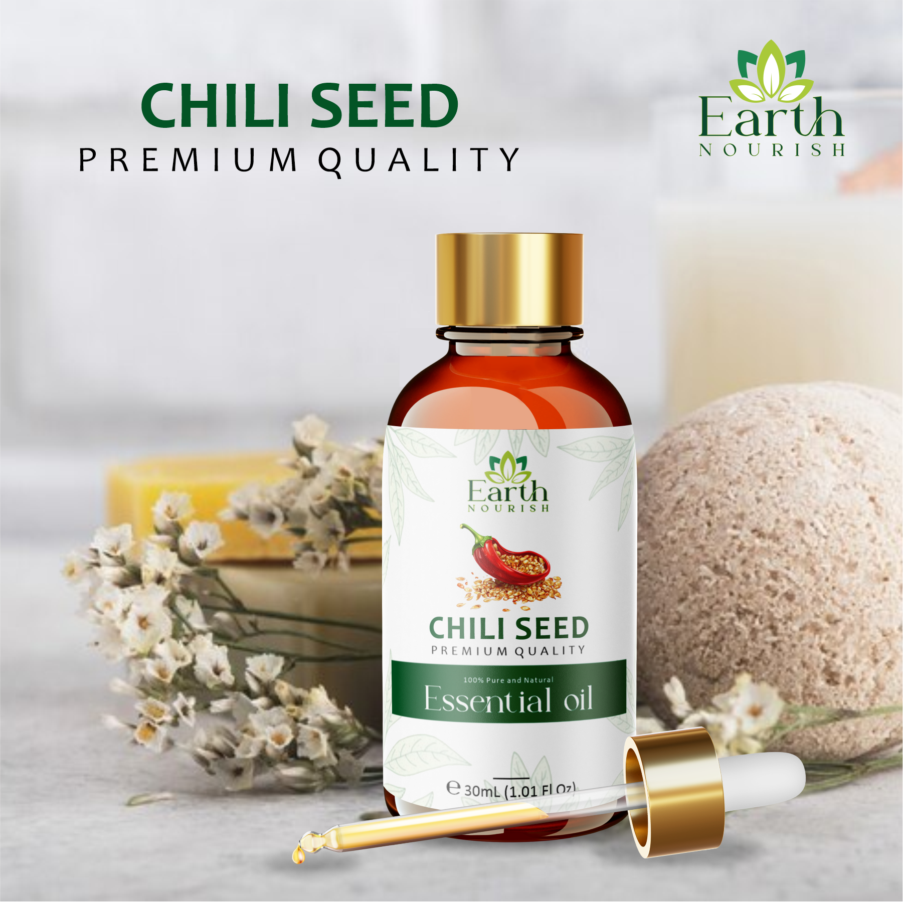 Chili Seed Oil 50ml – Pure & Natural Carrier Oil for Hair Growth & Skin Care | Earth Nourish