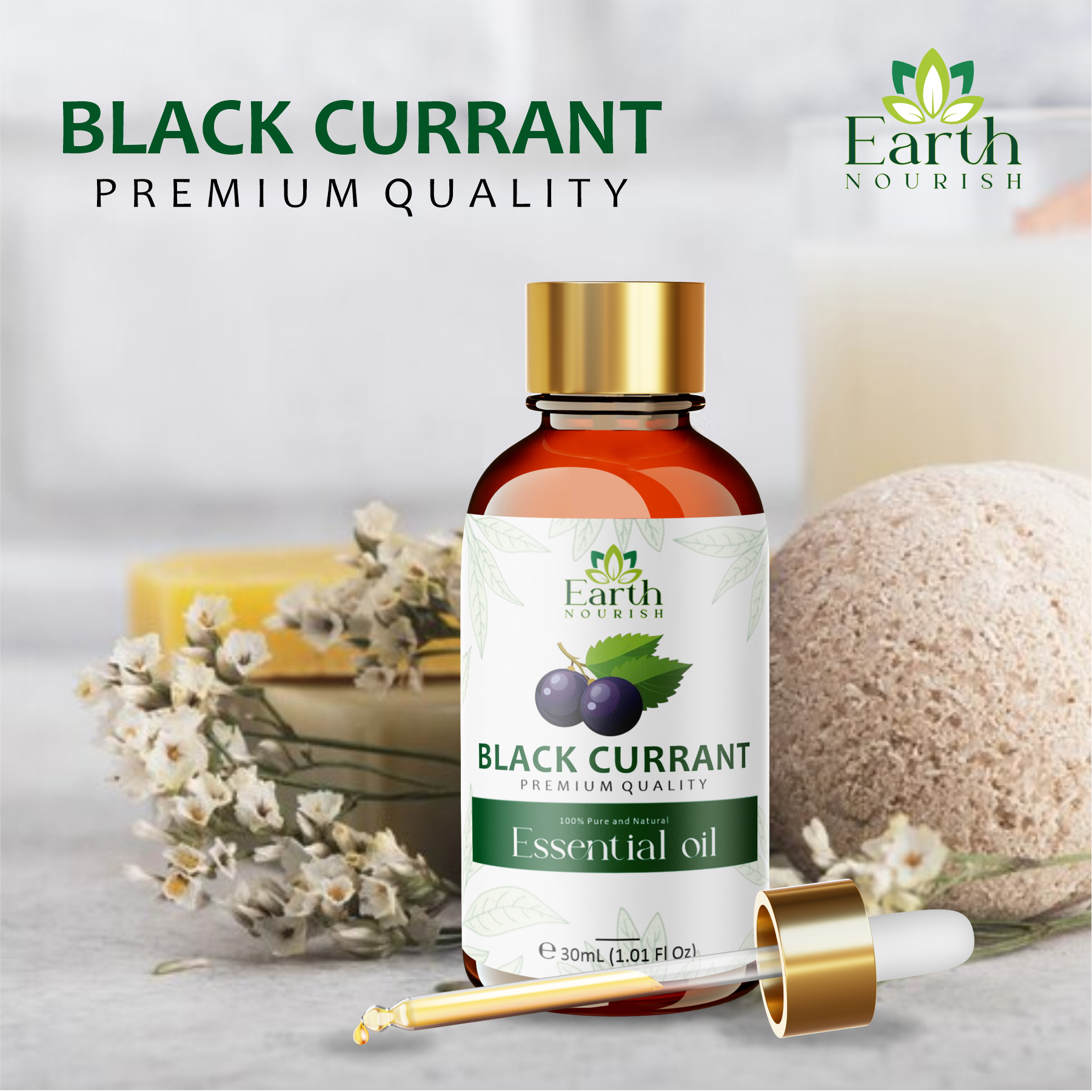 Black Currant Oil 30ml – Pure & Natural Carrier Oil for Skin & Hair Care | Earth Nourish