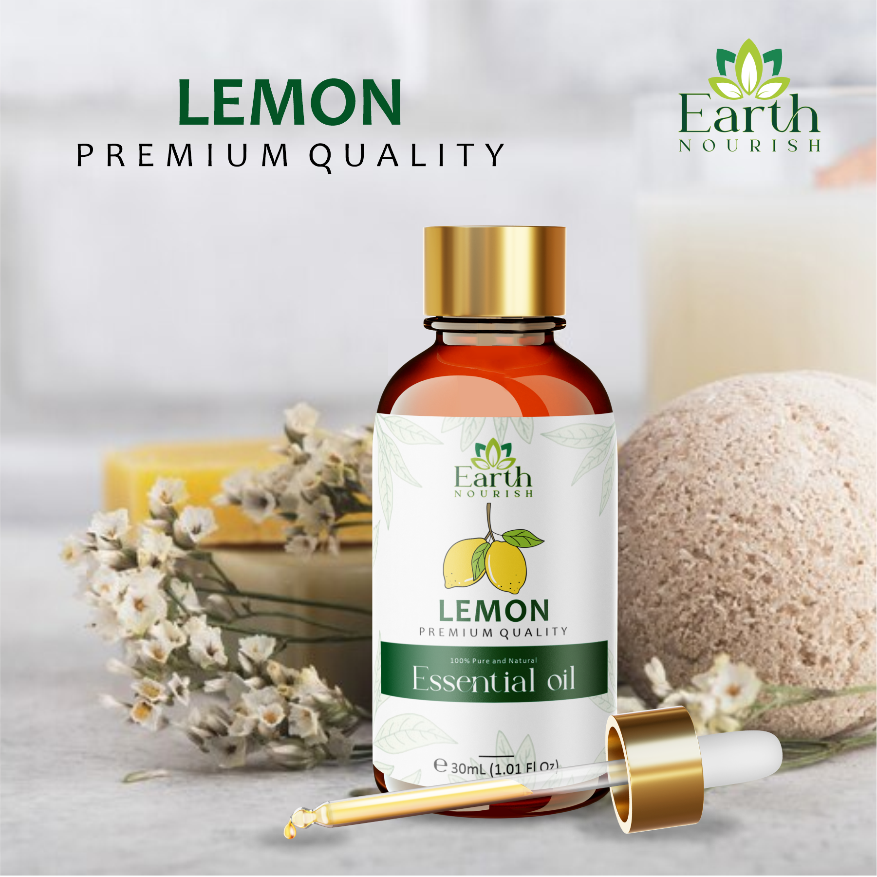 Lemon Oil 50ml – Pure & Natural Essential Oil for Brightening & Refreshing Aromatherapy | Earth Nourish