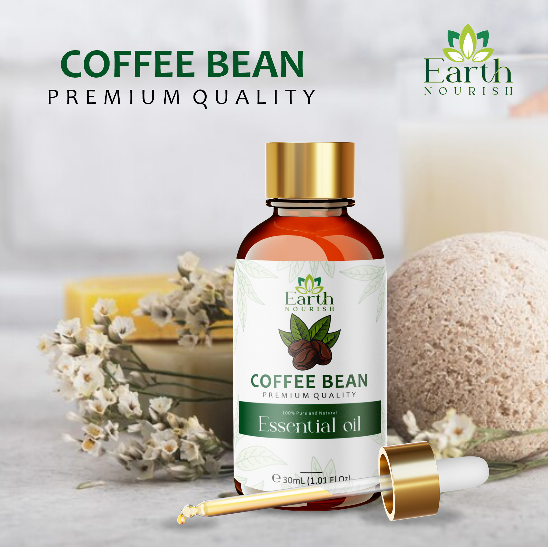 Coffee Bean Oil 50ml – Pure & Natural Cold-Pressed Oil for Skin Brightening & Eye Care | Earth Nourish