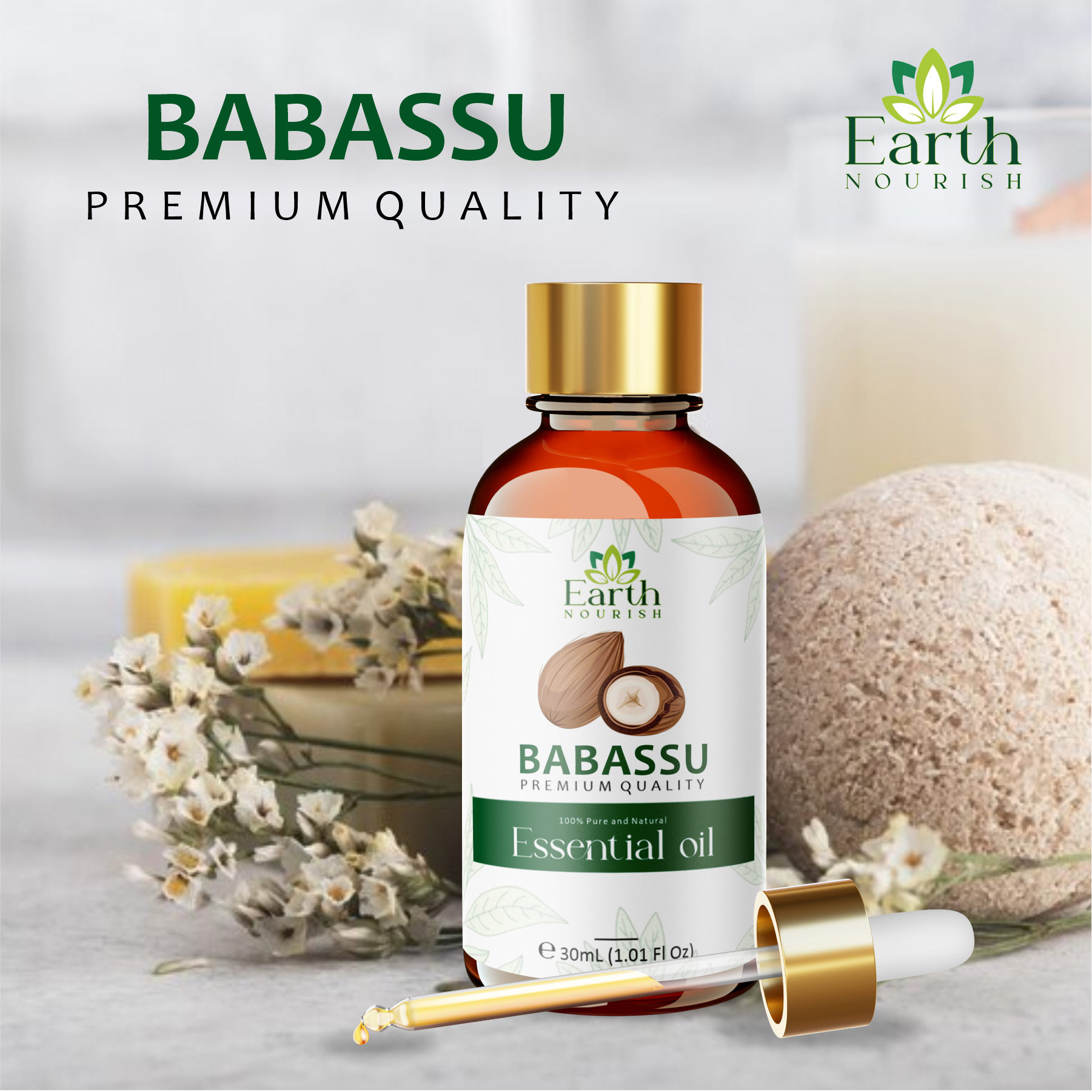 Babassu Oil 50ml – Pure & Natural Carrier Oil for Skin & Hair Care | Earth Nourish