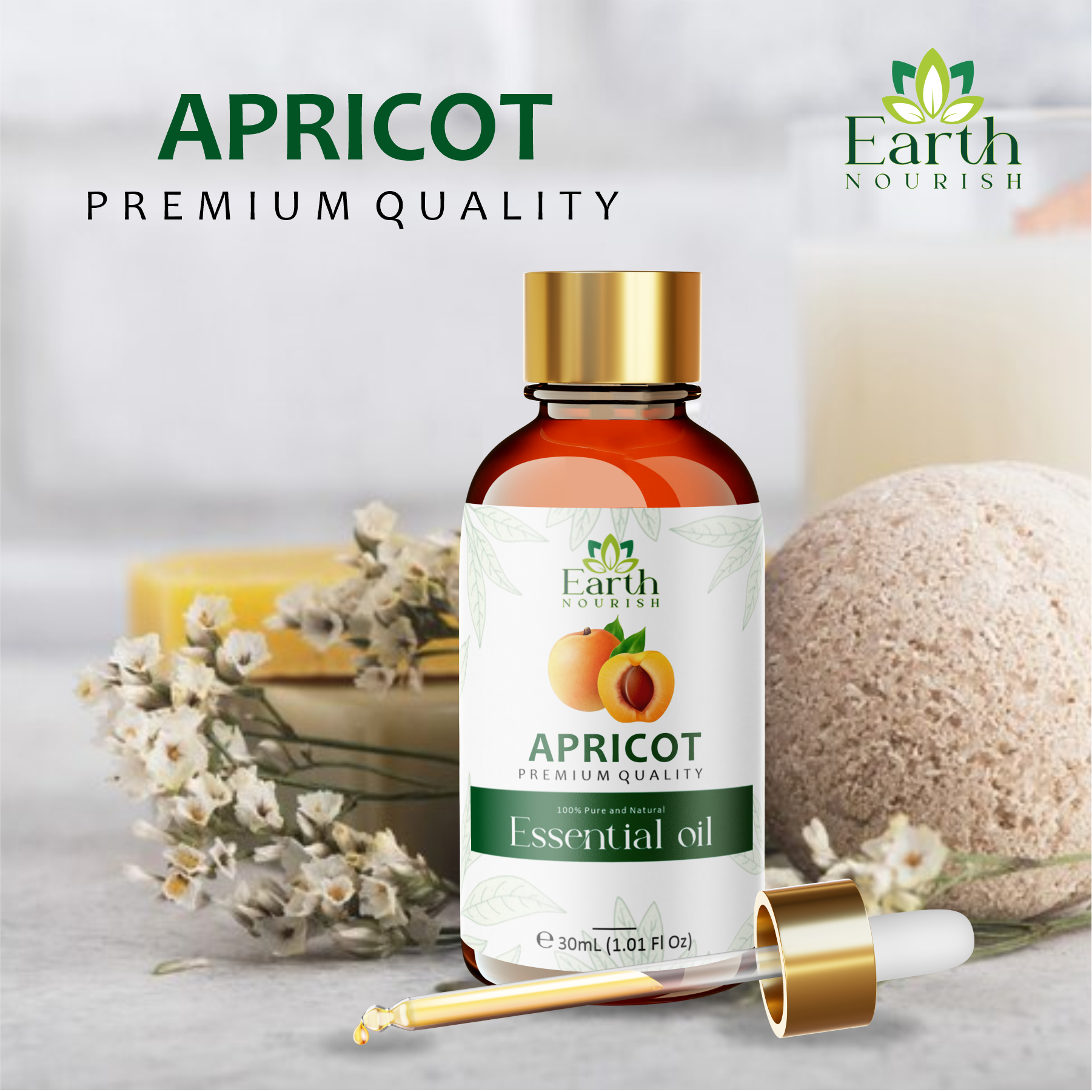 Apricot Kernel Oil 50ml – Pure & Natural Carrier Oil for Skin & Hair Care | Earth Nourish