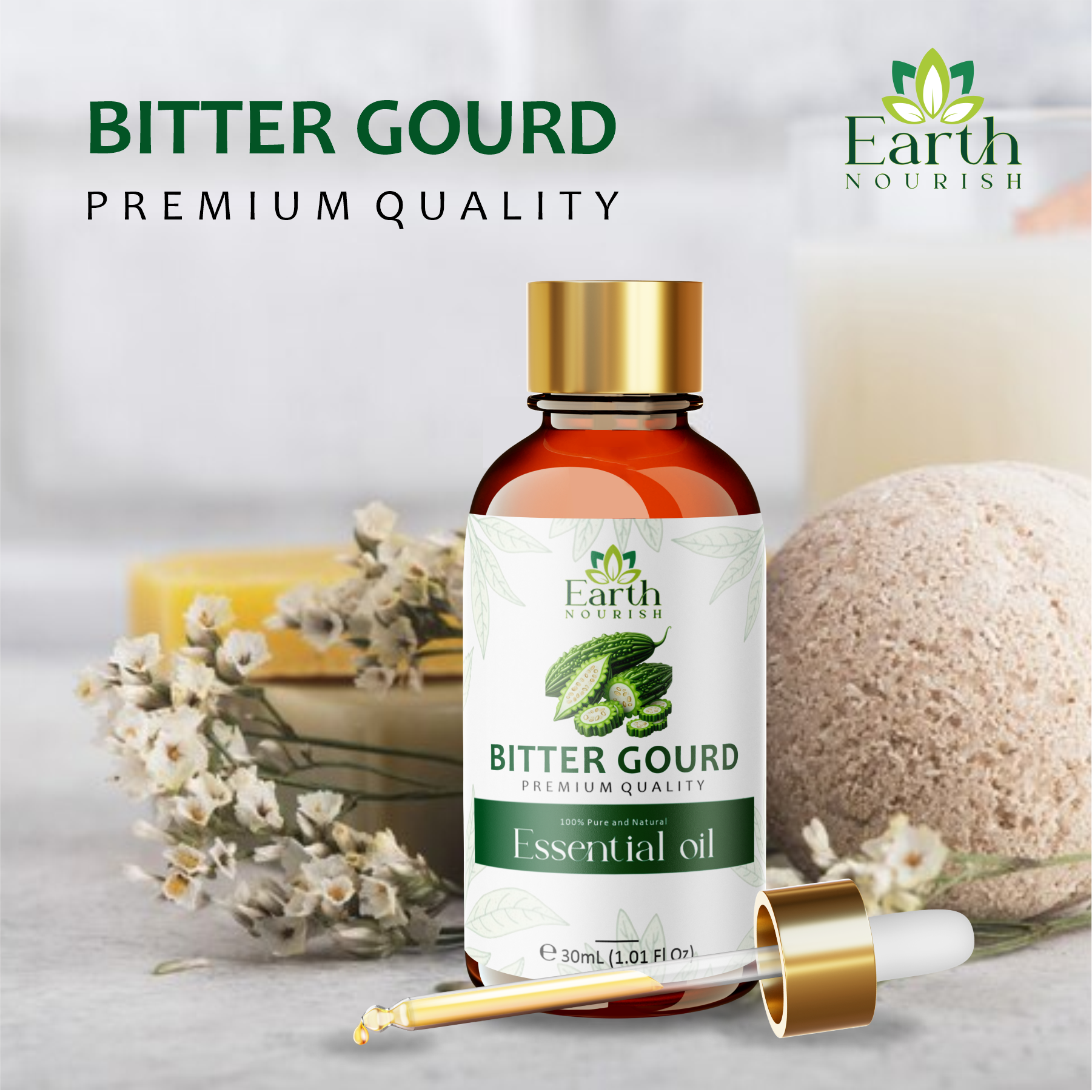 Bitter Gourd Oil 15ml – Pure & Natural Carrier Oil for Skin & Hair Care | Earth Nourish