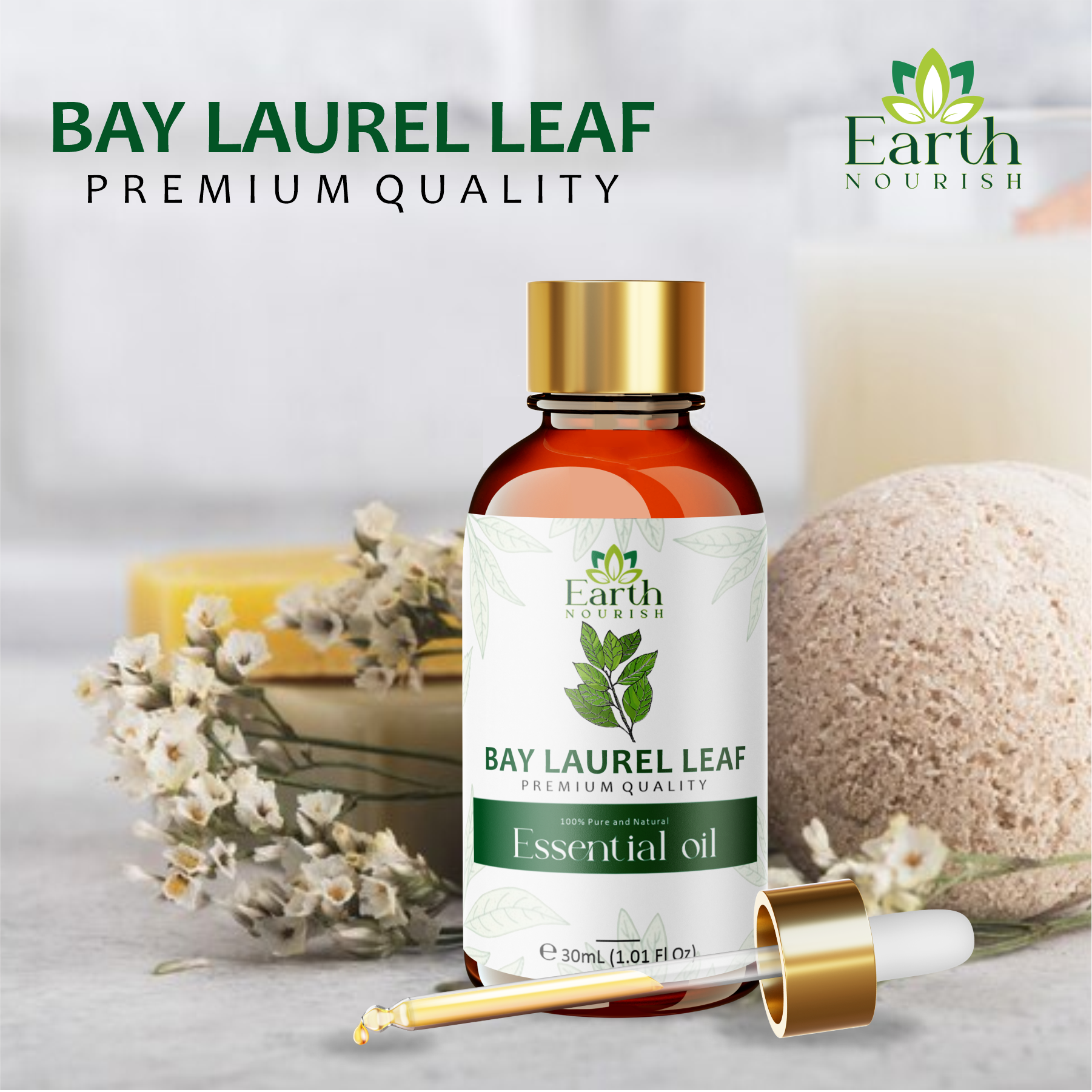 Bay Laurel Leaf Oil 30ml – Pure & Natural Essential Oil for DIY & Aromatherapy | Earth Nourish