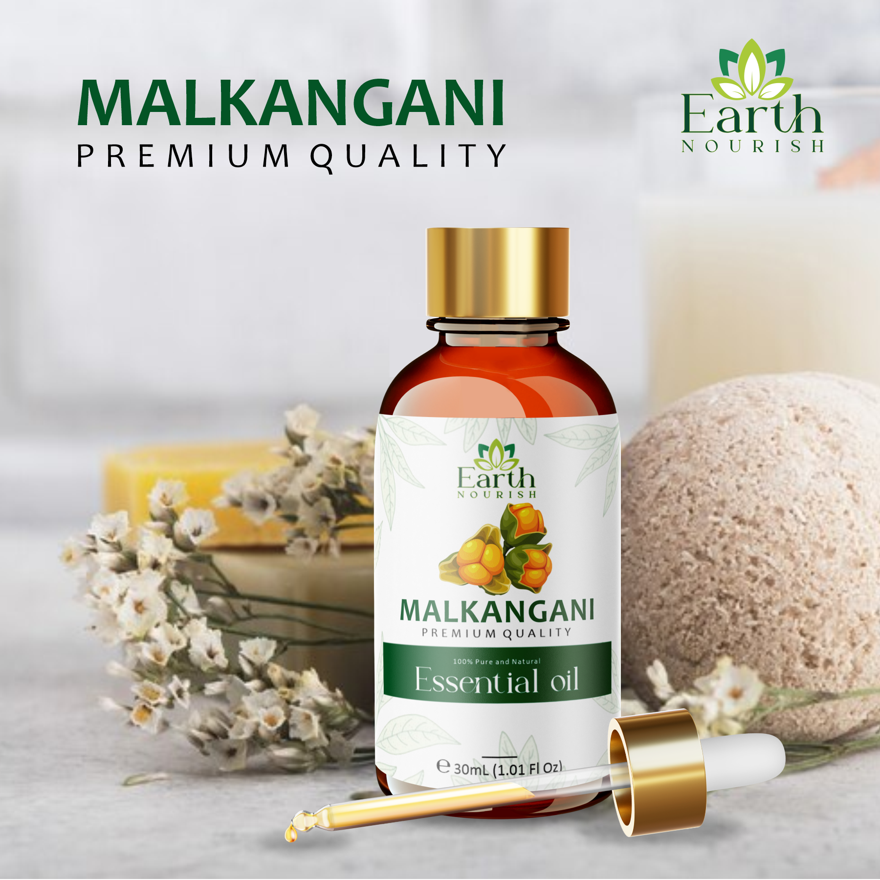 Malkangani Oil 50ml – Pure & Natural Cold-Pressed Carrier Oil for Scalp Health & Joint Comfort | Earth Nourish