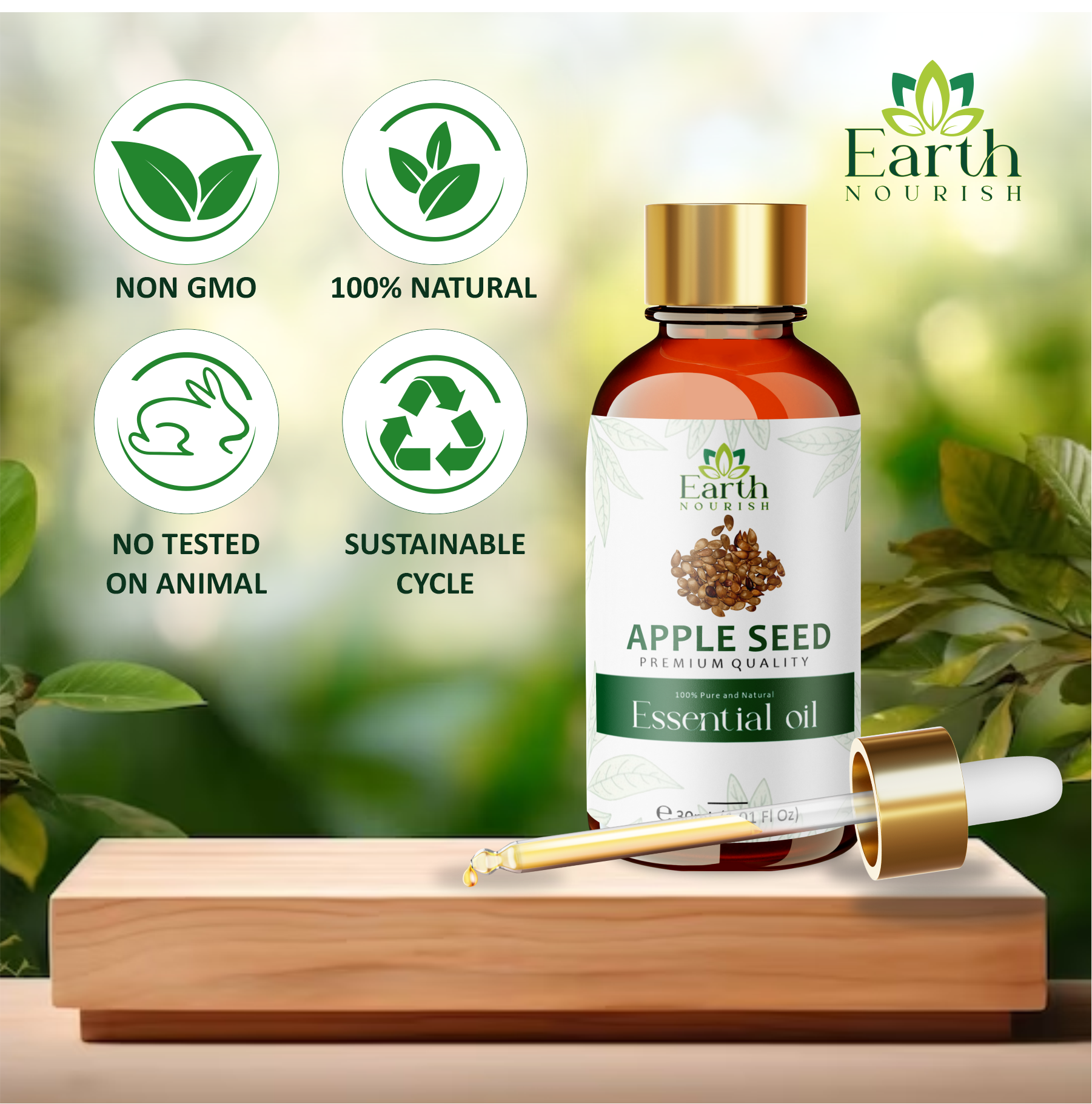 Apple Seed Oil 50ml – Pure & Natural Carrier Oil for Skin & Hair Care | Earth Nourish