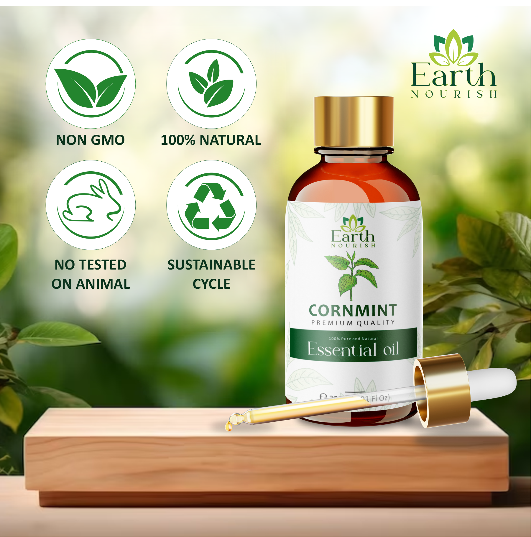 Cornmint Oil 50ml – Pure & Natural Essential Oil for DIY & Aromatherapy | Earth Nourish