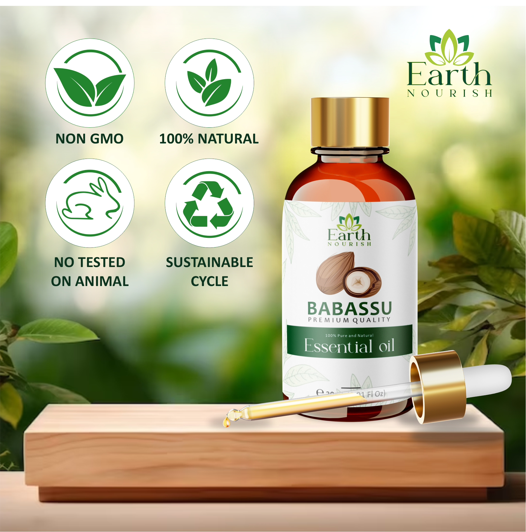 Babassu Oil 50ml – Pure & Natural Carrier Oil for Skin & Hair Care | Earth Nourish