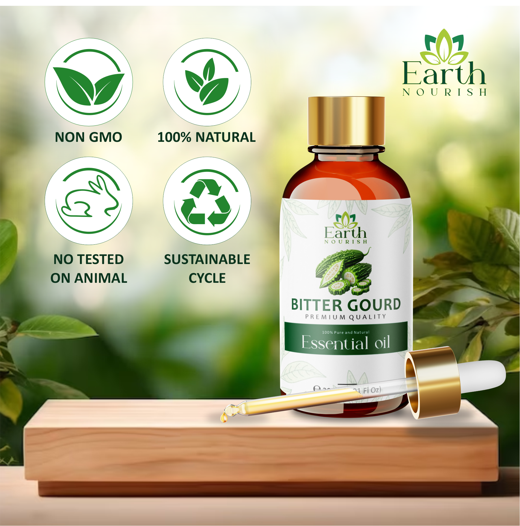 Bitter Gourd Oil 15ml – Pure & Natural Carrier Oil for Skin & Hair Care | Earth Nourish