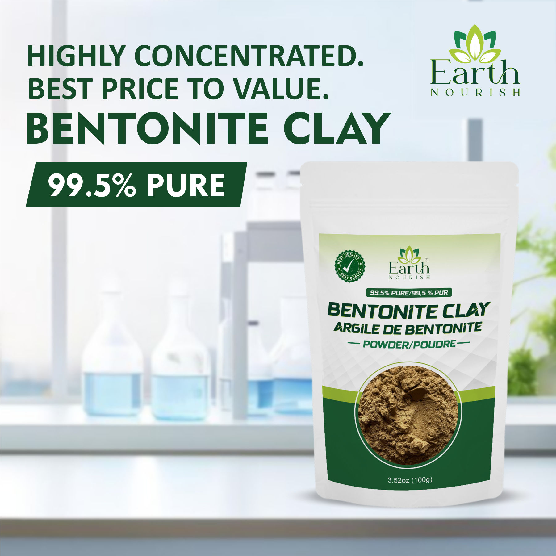 Bentonite Clay Powder 100g – Cosmetic-Grade Raw Material | Earth Nourish