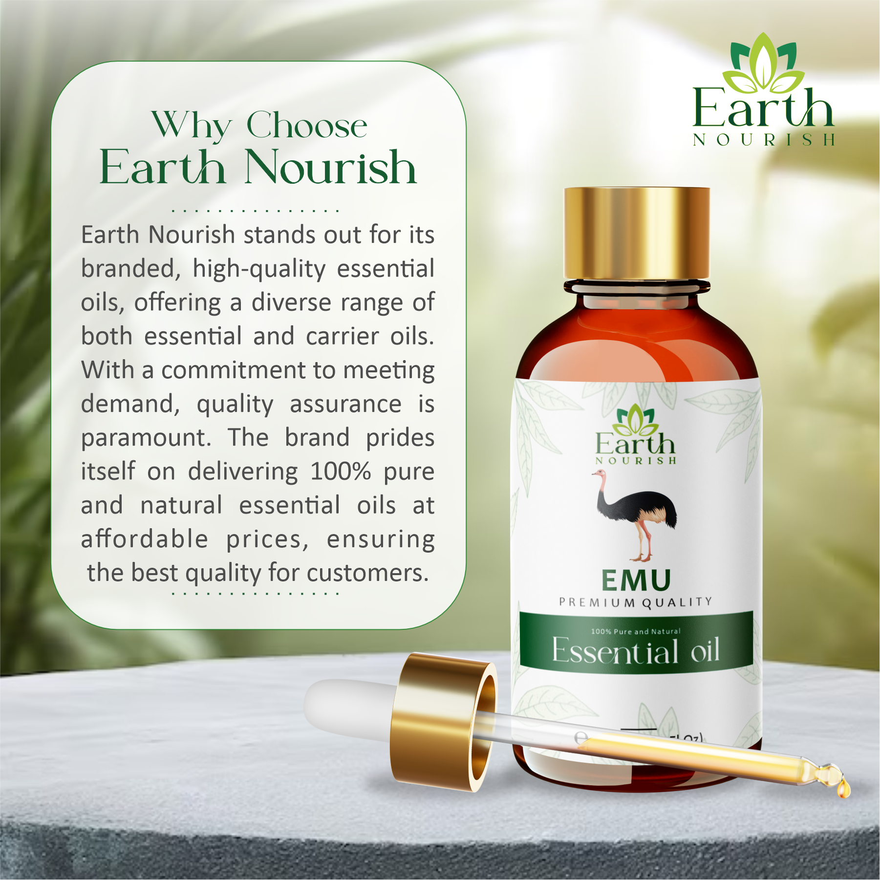 Emu Oil 50ml – Pure & Natural Carrier Oil for Deep Hydration & Skin Recovery | Earth Nourish