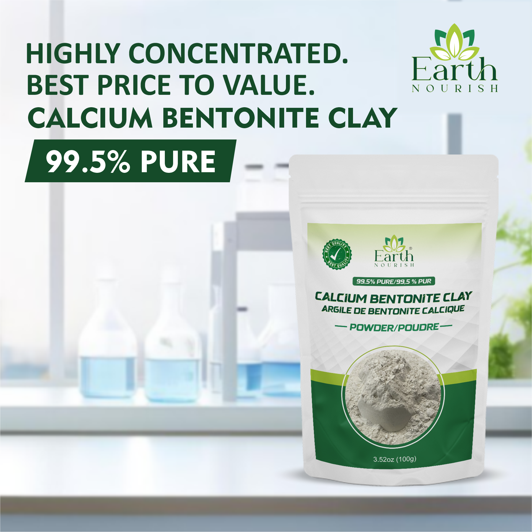 Calcium Bentonite Clay Powder 100g – Cosmetic-Grade Raw Material | Earth Nourish