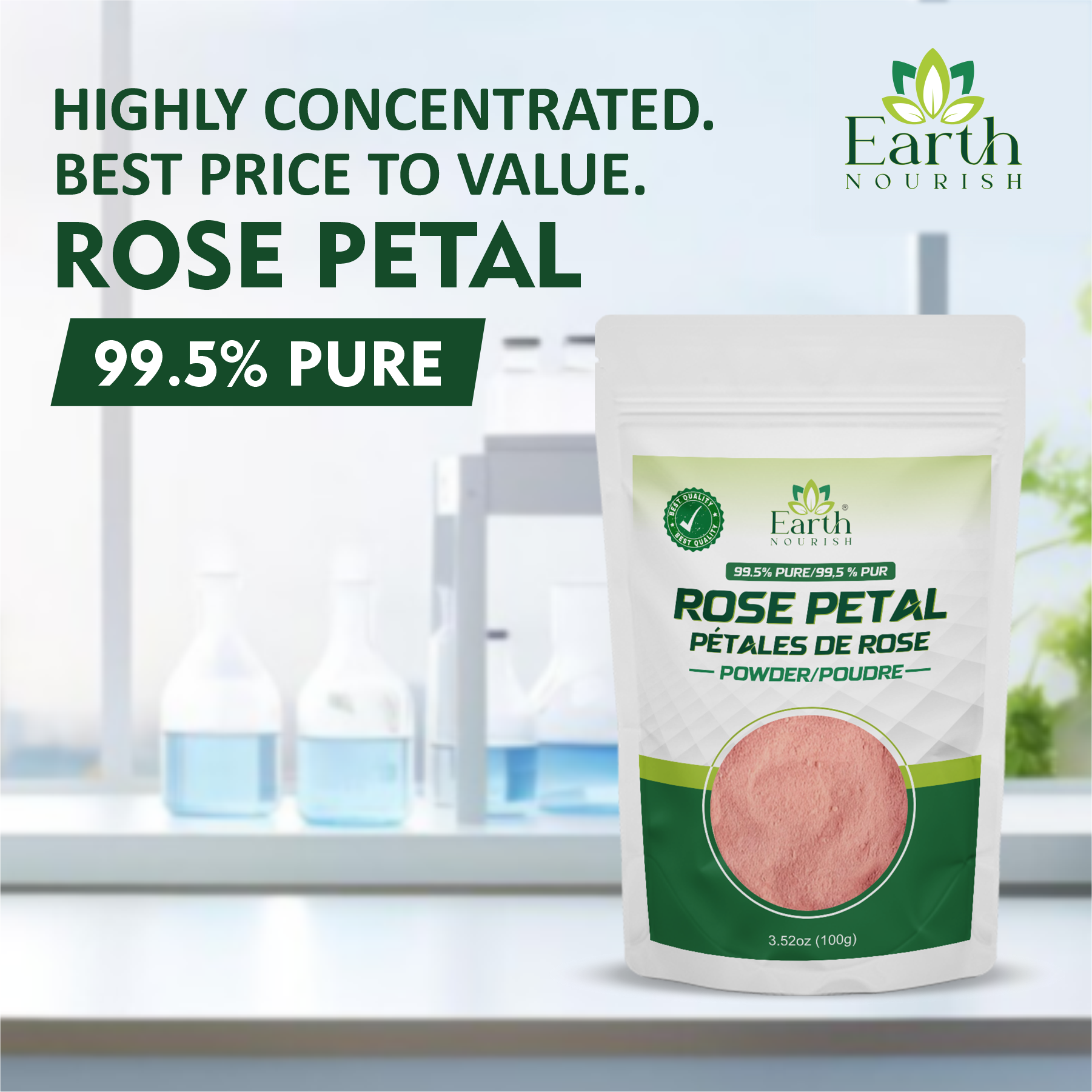 Rose Petal Powder 100g – Cosmetic-Grade Raw Material | Earth Nourish