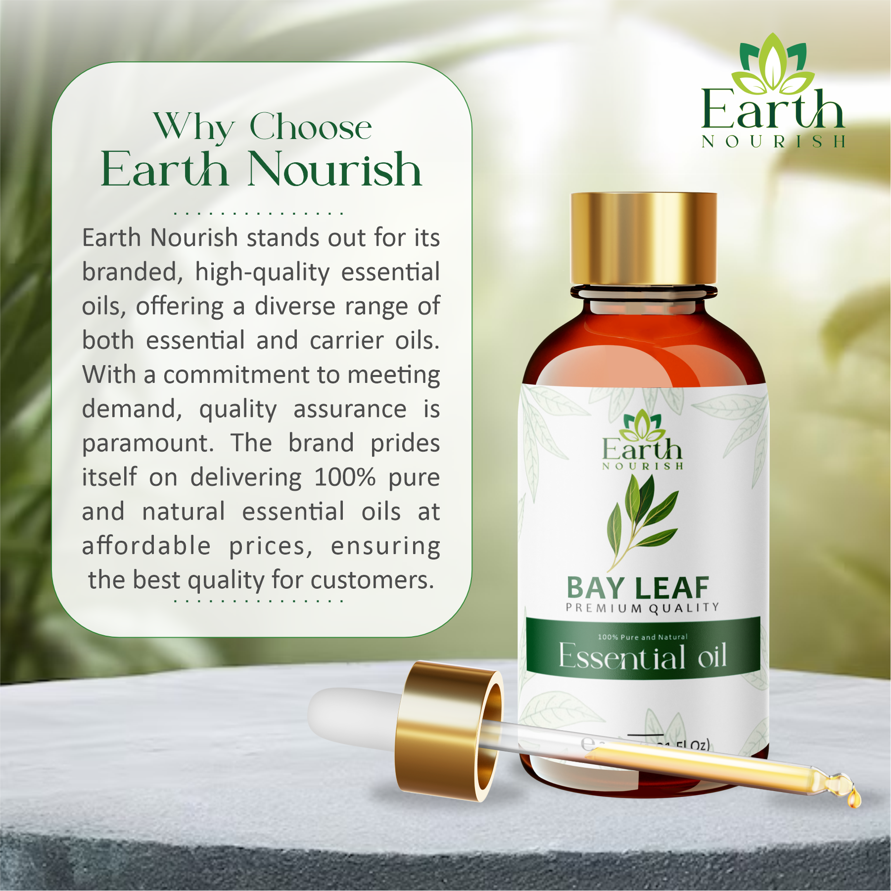 Bay Leaf Oil 50ml – Pure & Natural Essential Oil for DIY & Aromatherapy | Earth Nourish