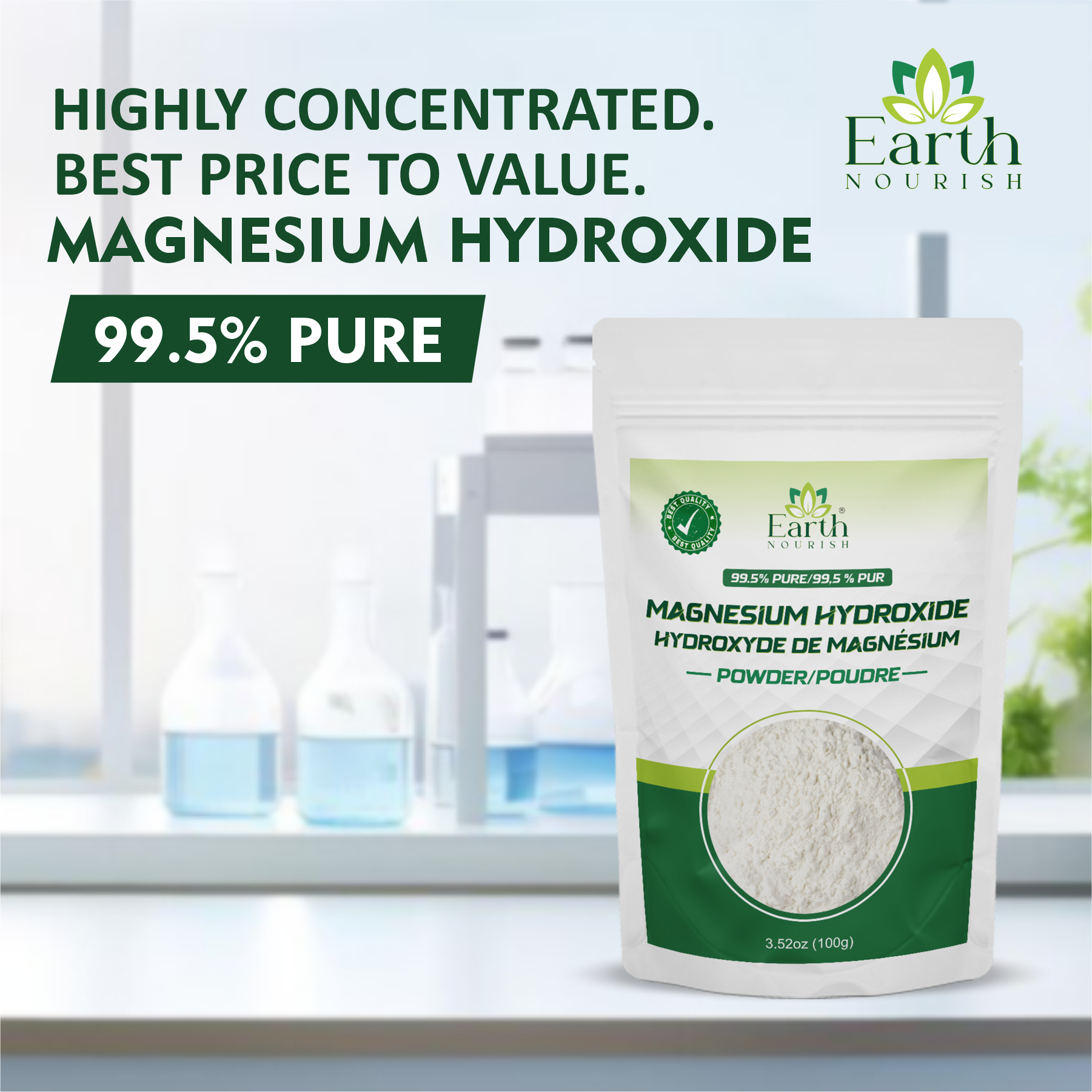 Magnesium Hydroxide Powder 100g – Cosmetic-Grade Raw Material | Earth Nourish