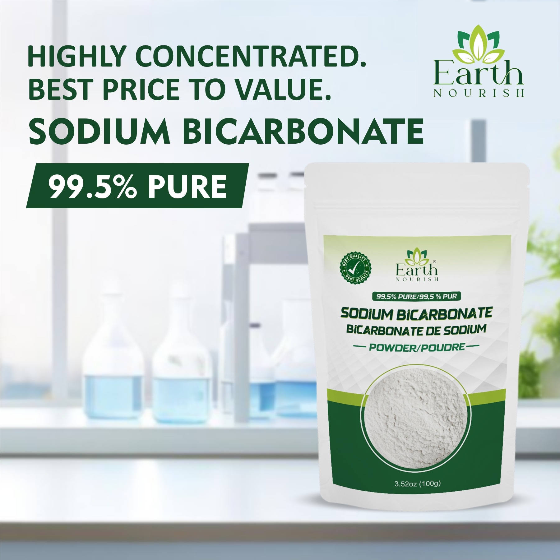 Sodium Bicarbonate Powder 100g – Cosmetic-Grade Raw Material | Earth Nourish