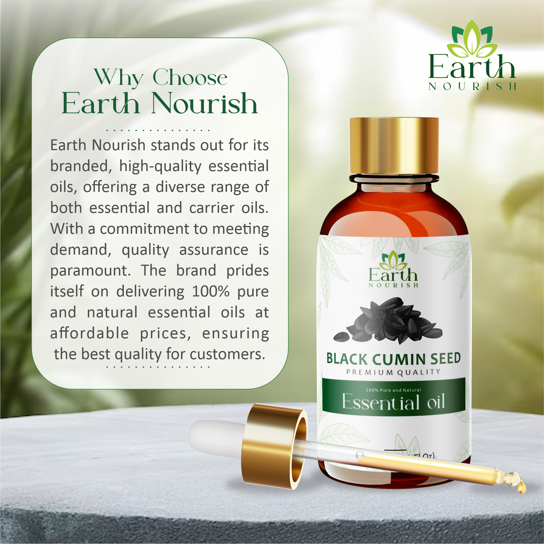 Black Cumin Seed Oil 15ml – Pure & Natural Carrier Oil for Skin & Scalp Care | Earth Nourish