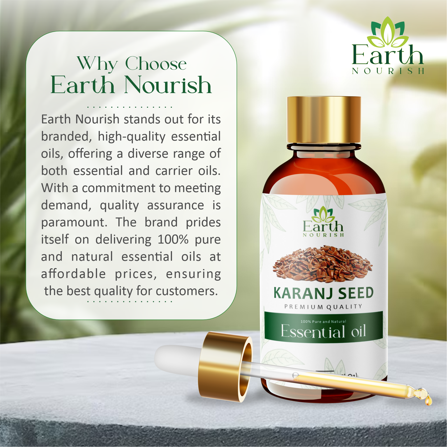 Karanj Seed Oil 50ml – Pure & Natural Cold-Pressed Carrier Oil for Scalp Care & Skin Protection | Earth Nourish