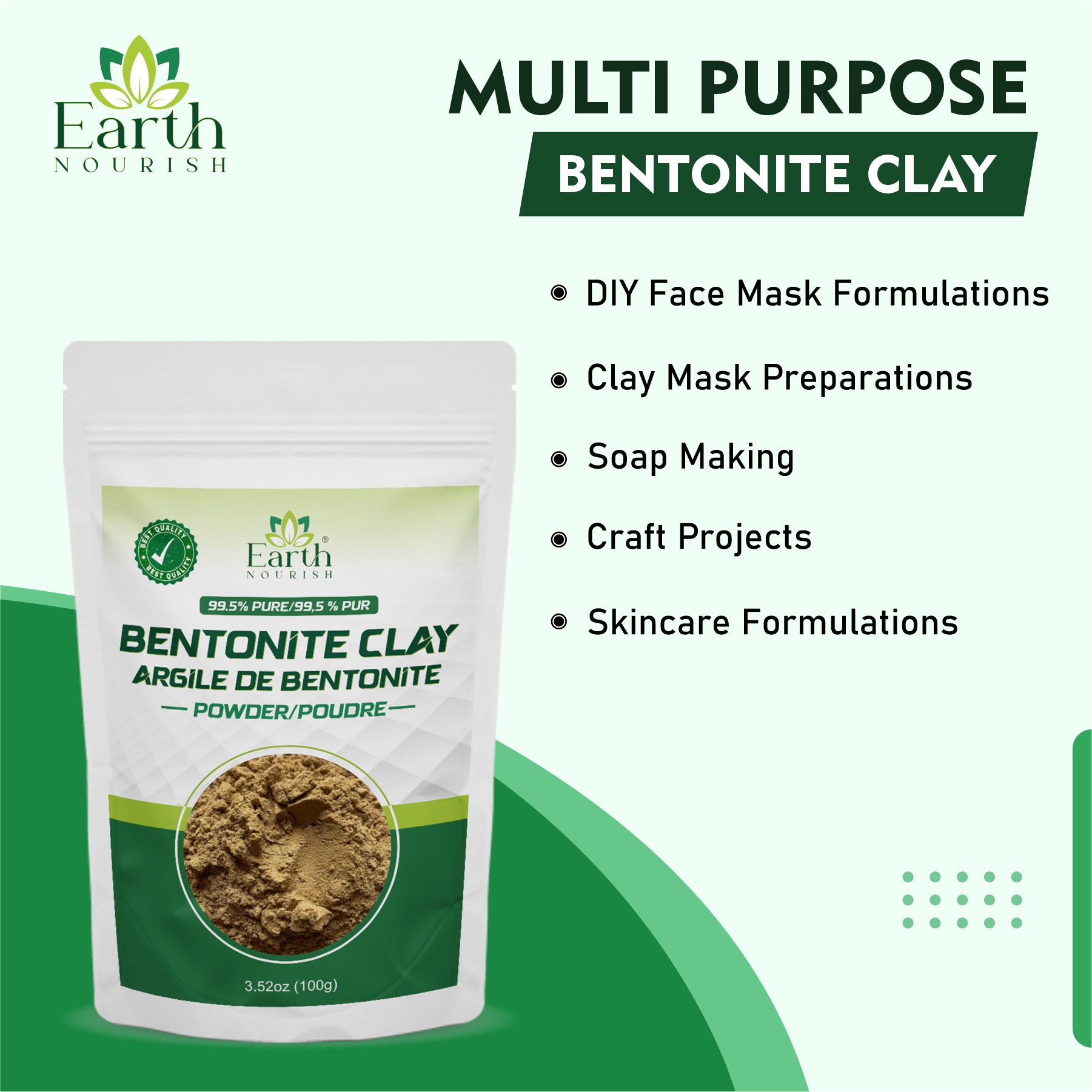 Bentonite Clay Powder 100g – Cosmetic-Grade Raw Material | Earth Nourish