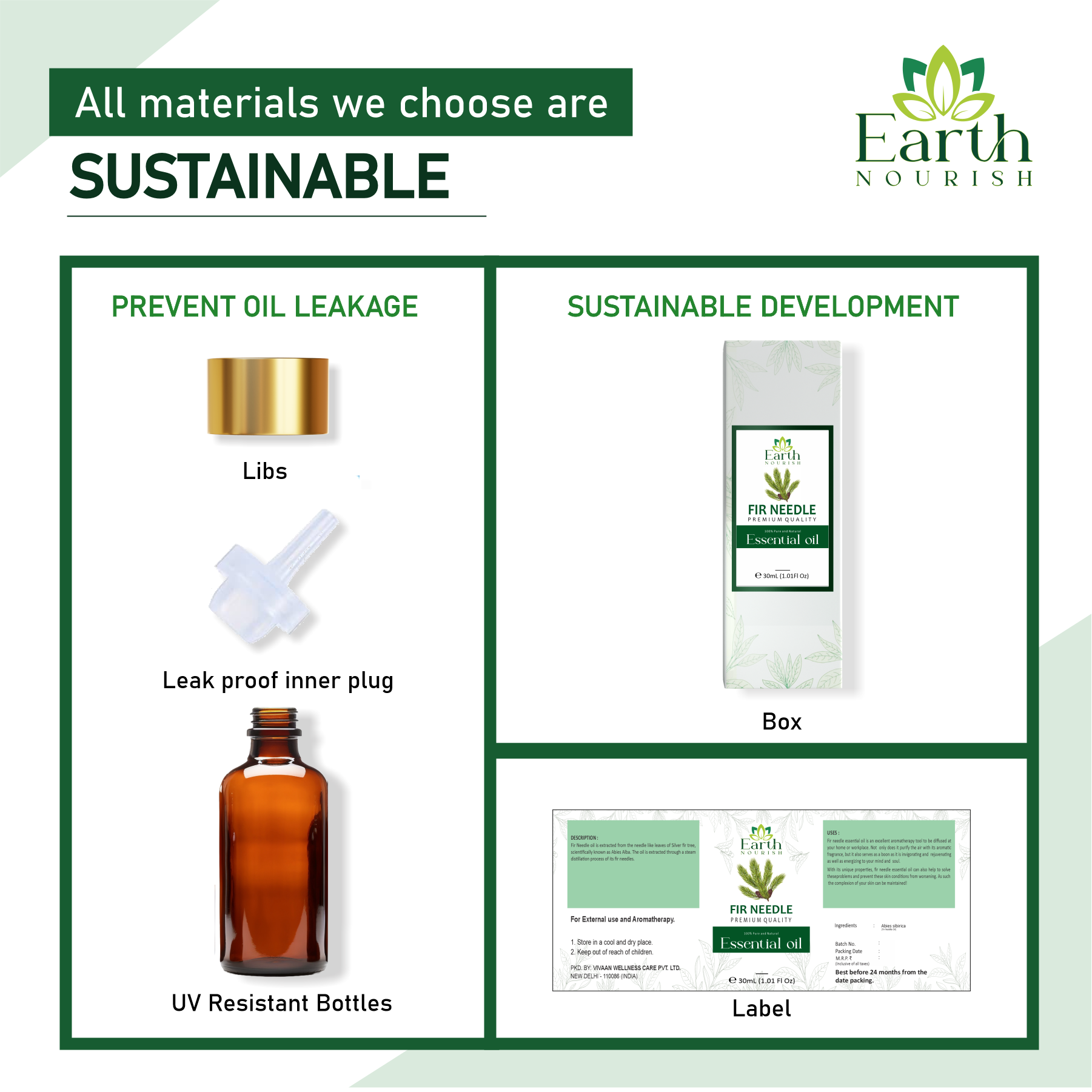 Fir Needle Oil 50ml – Pure & Natural Essential Oil for DIY & Aromatherapy | Earth Nourish