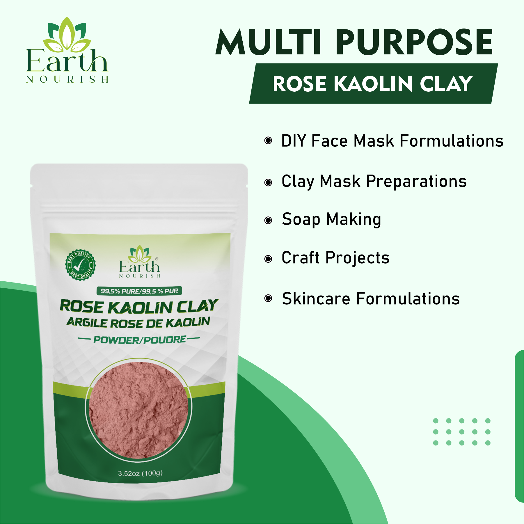 Rose Kaolin Clay Powder 100g – Cosmetic-Grade Raw Material | Earth Nourish
