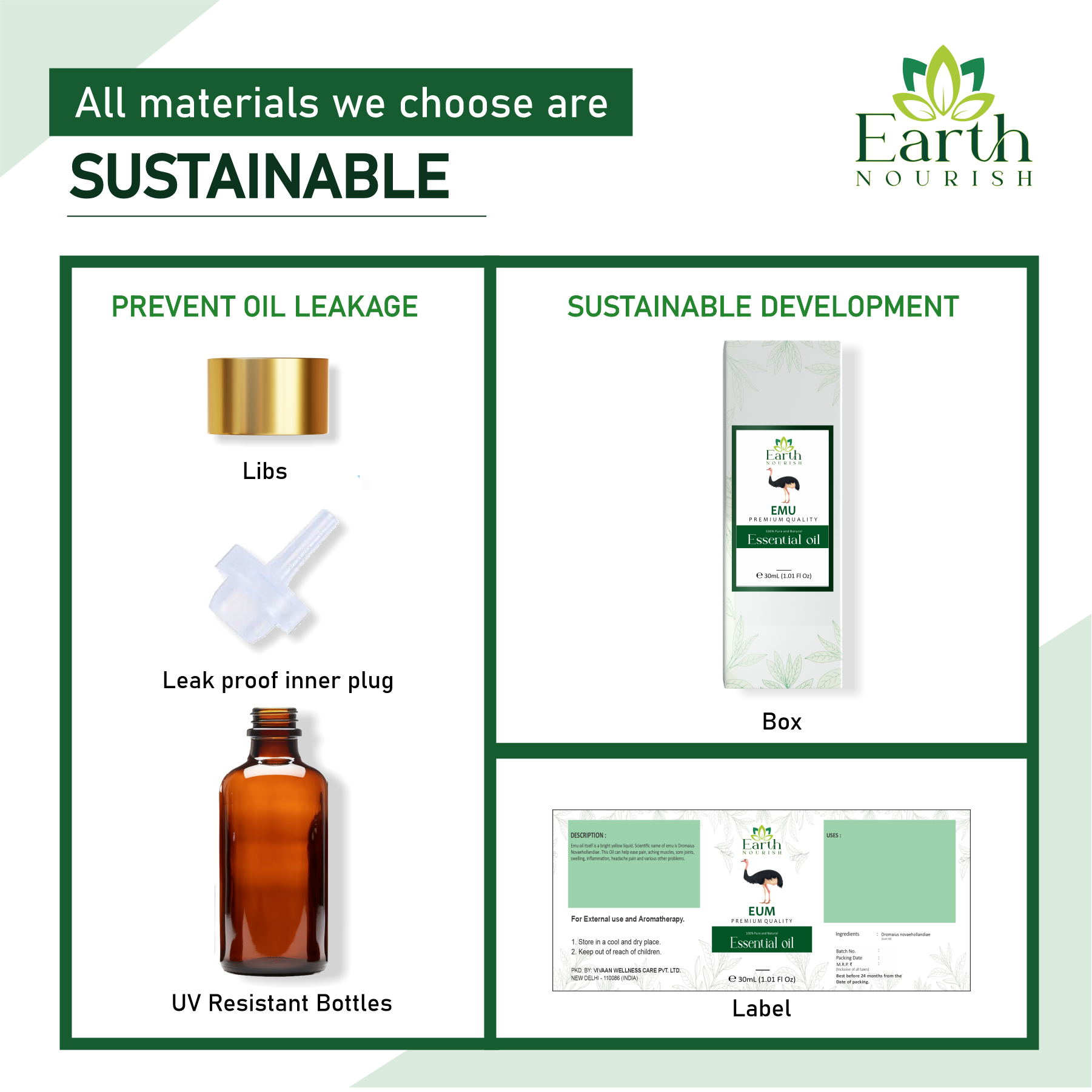Emu Oil 50ml – Pure & Natural Carrier Oil for Deep Hydration & Skin Recovery | Earth Nourish