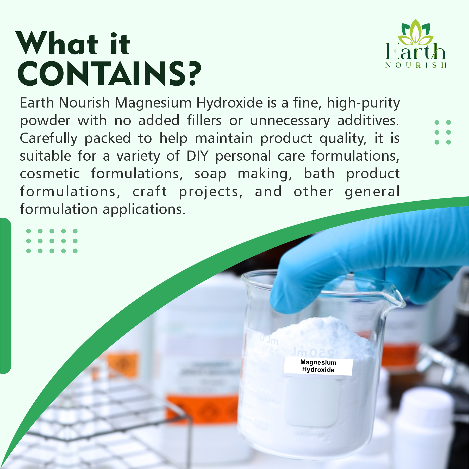 Magnesium Hydroxide Powder 100g – Cosmetic-Grade Raw Material | Earth Nourish