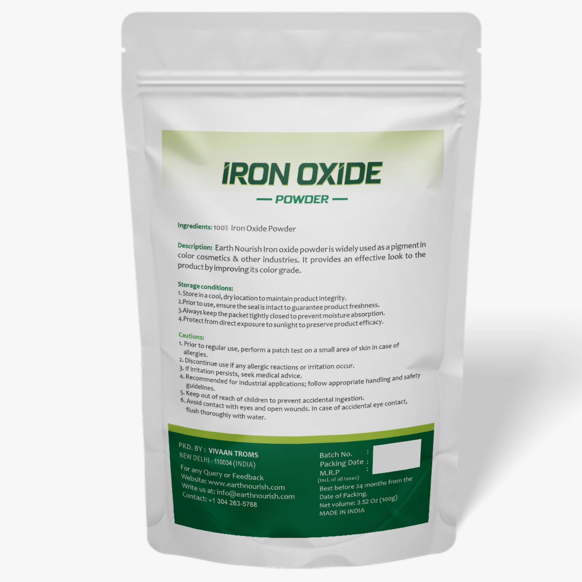 Iron Oxide (Red) Powder 100g – Cosmetic-Grade Pigment | Earth Nourish
