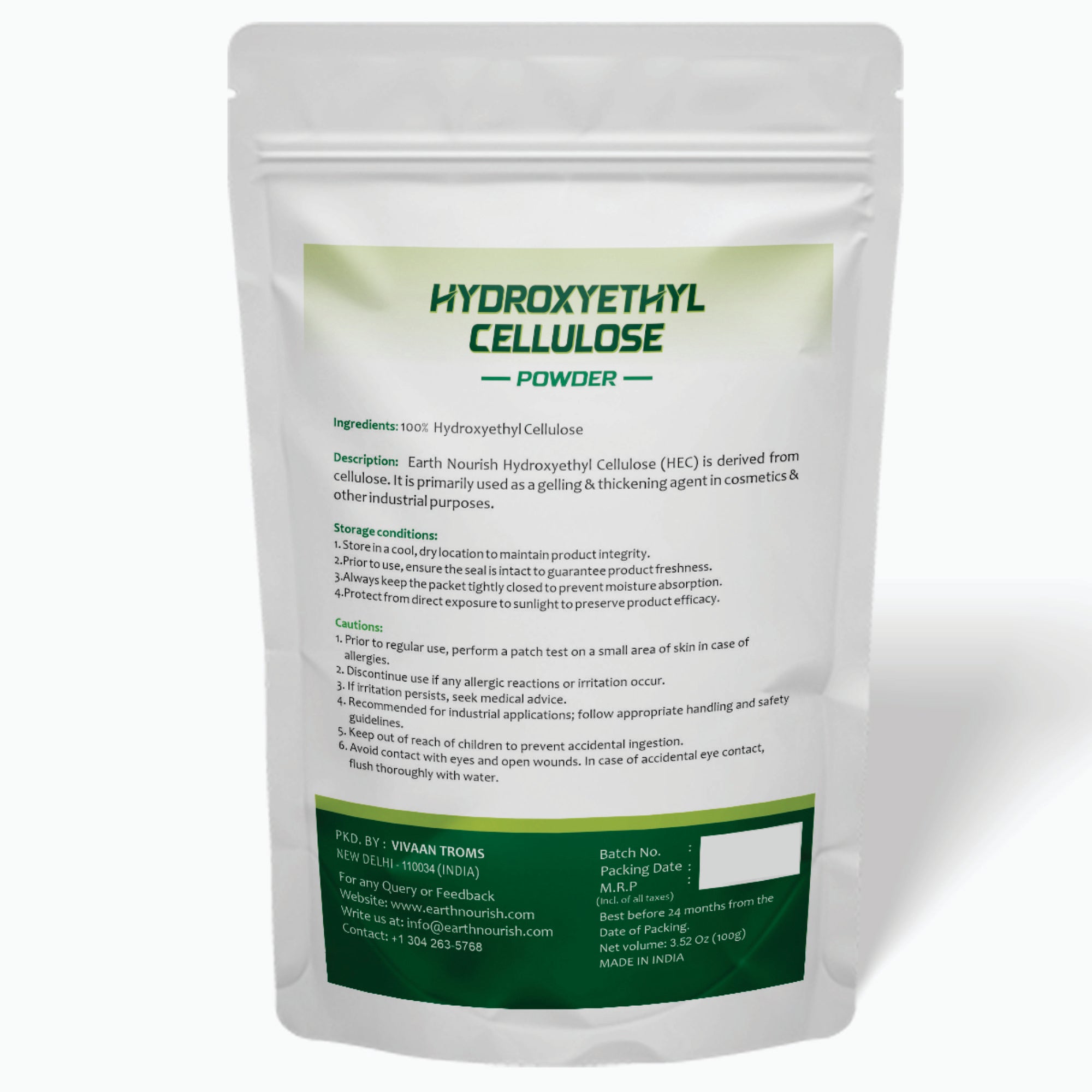 Hydroxyethyl Cellulose (HEC) Powder 100g – Cosmetic-Grade Raw Material | Earth Nourish