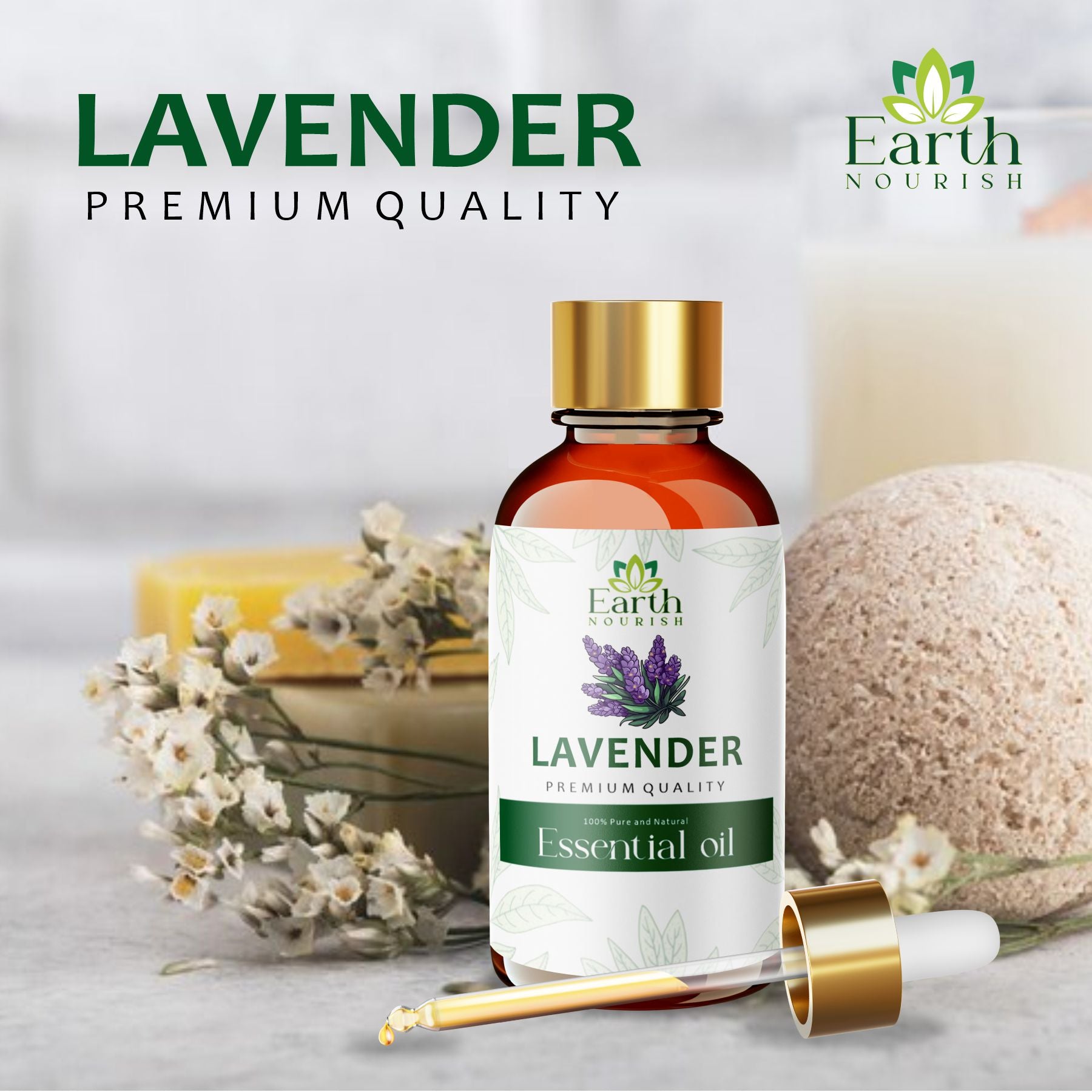 Lavender Oil 50ml – Pure & Natural Essential Oil for Relaxation & Skin Soothing | Earth Nourish