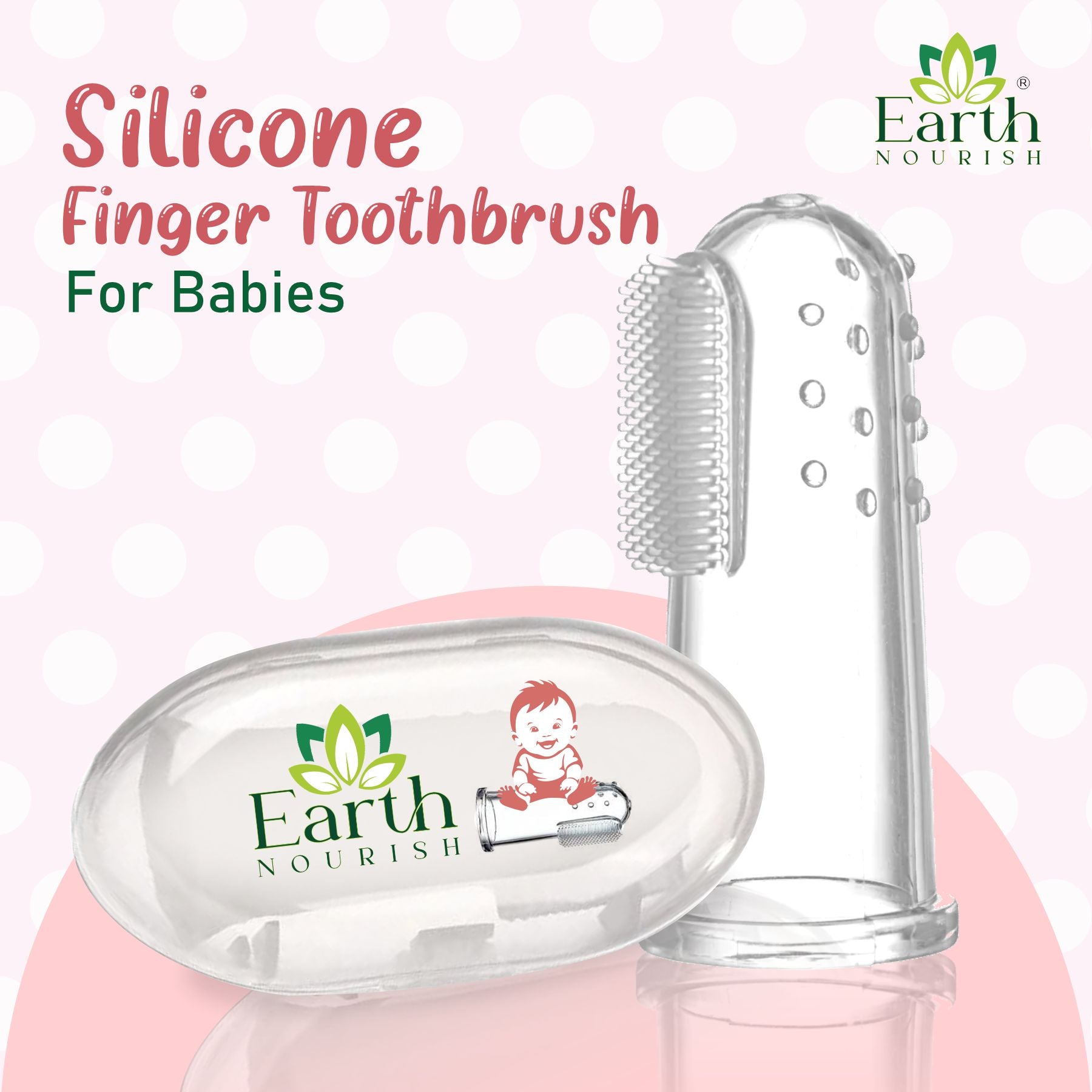 Earth Nourish Silicone Baby Finger Toothbrush – Soft Gum Cleaner for Infants & Toddlers (Pack of 2)
