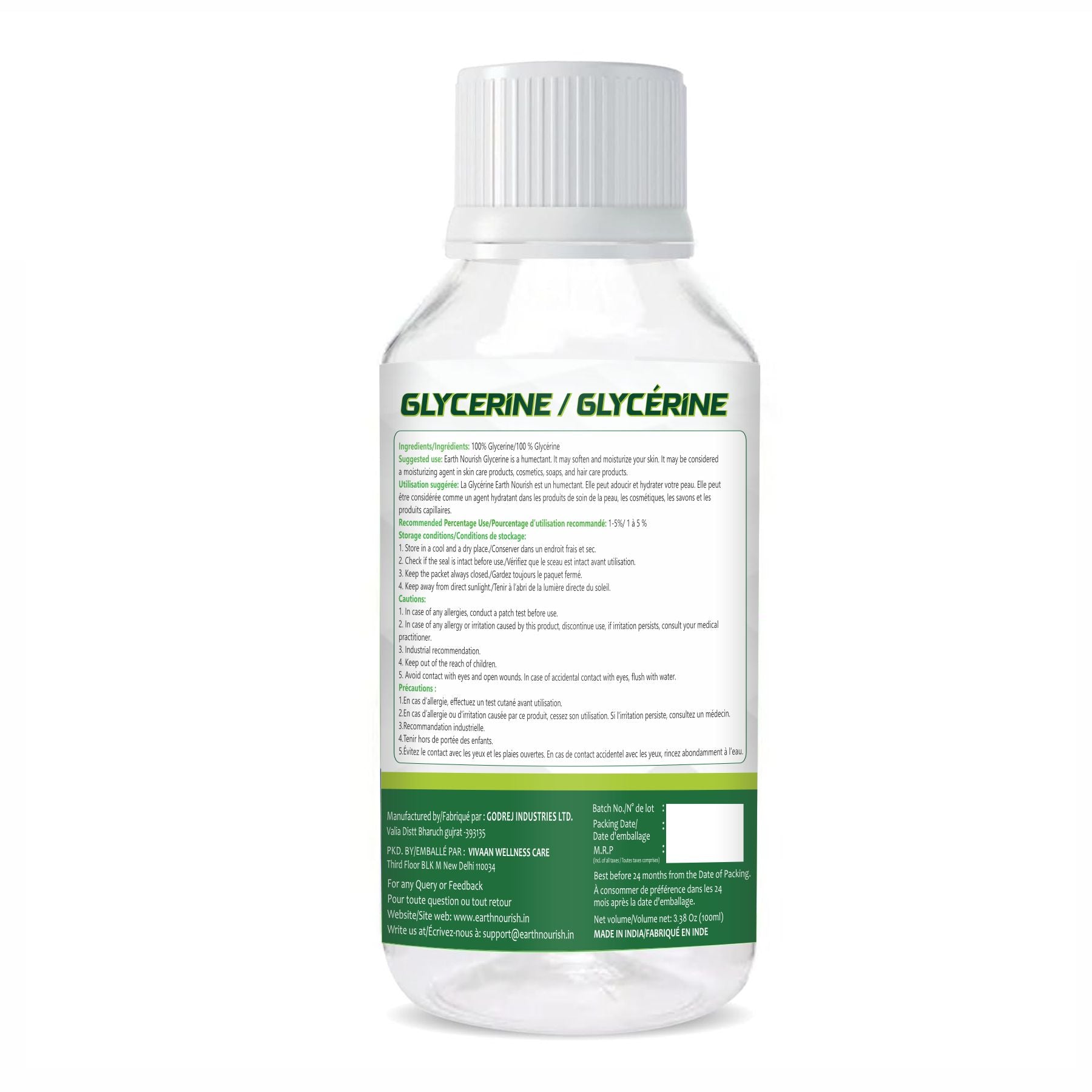 Glycerine 100g – Cosmetic-Grade Raw Material | Earth Nourish
