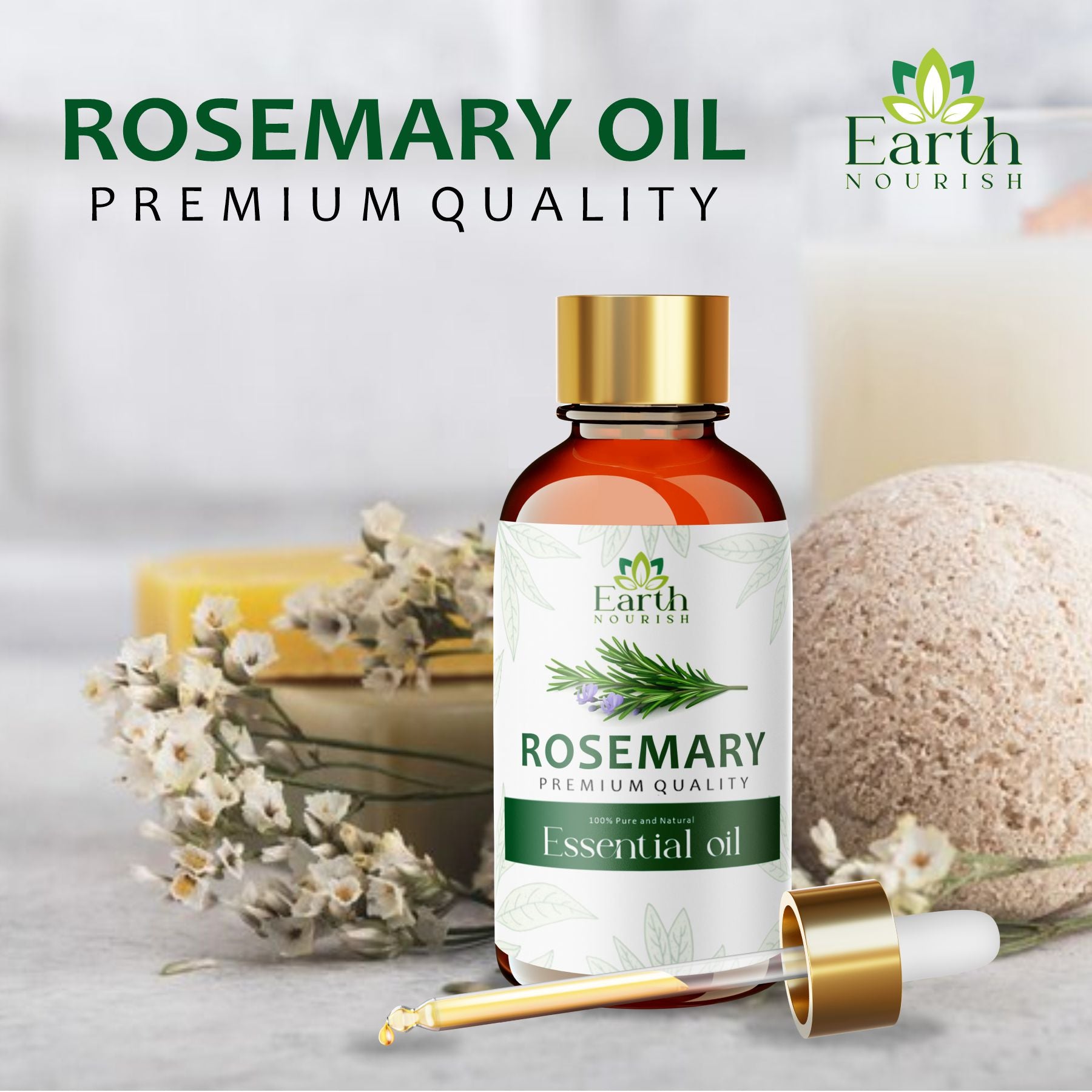 Rosemary Oil 50ml – Pure & Natural Essential Oil for Hair Growth & Mind Focus | Earth Nourish