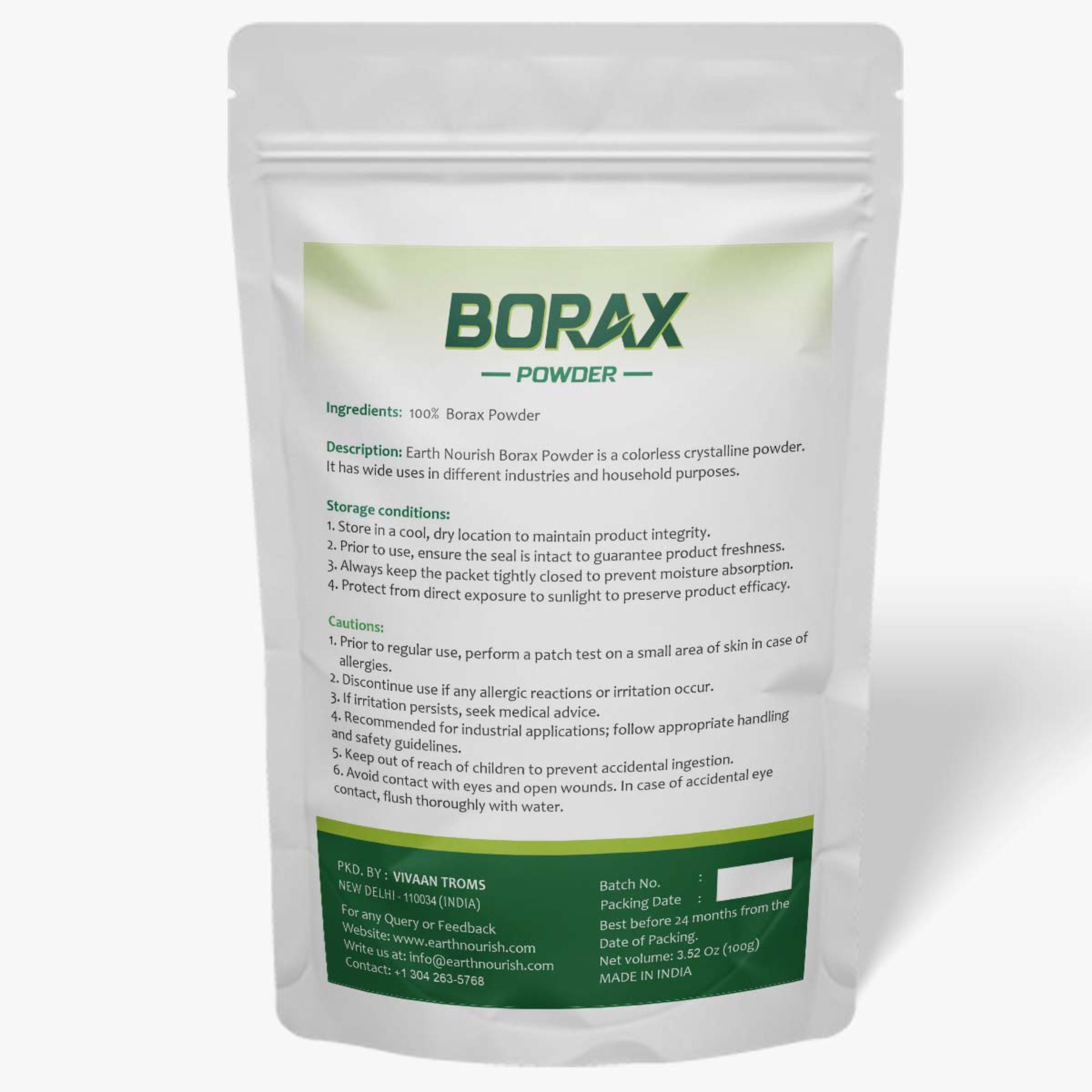 Borax Powder 100g – Cosmetic-Grade Raw Material | Earth Nourish