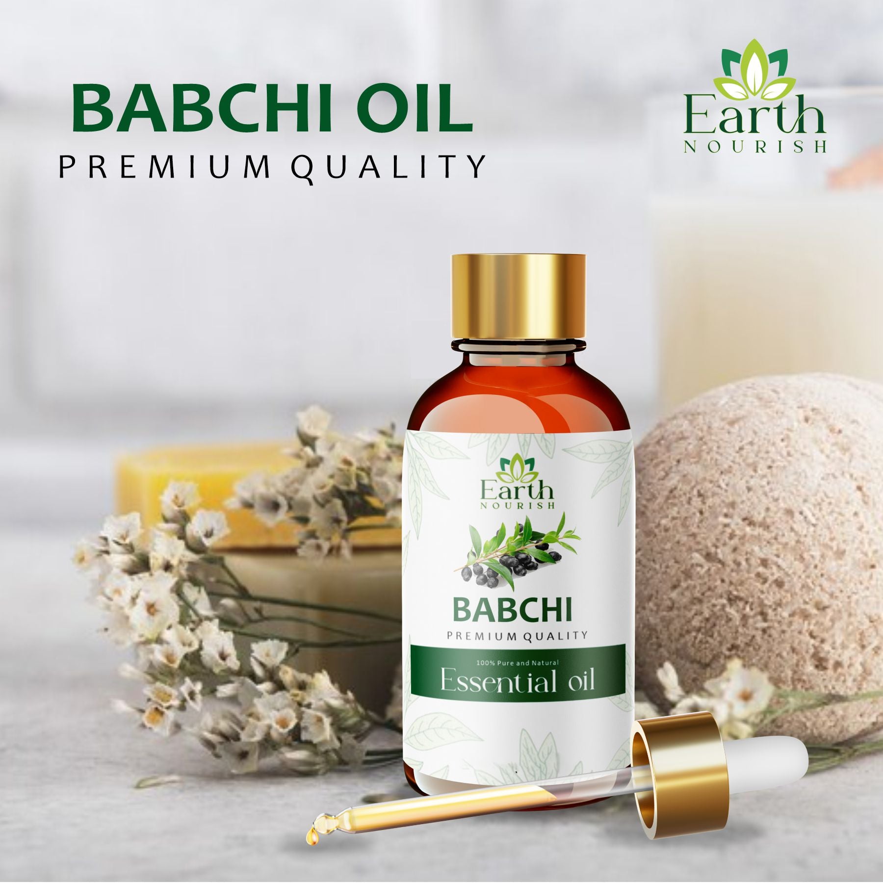 Earth Nourish Babchi Oil – 50 ml | Pure & Natural Infused Oil for Massage & DIY Use
