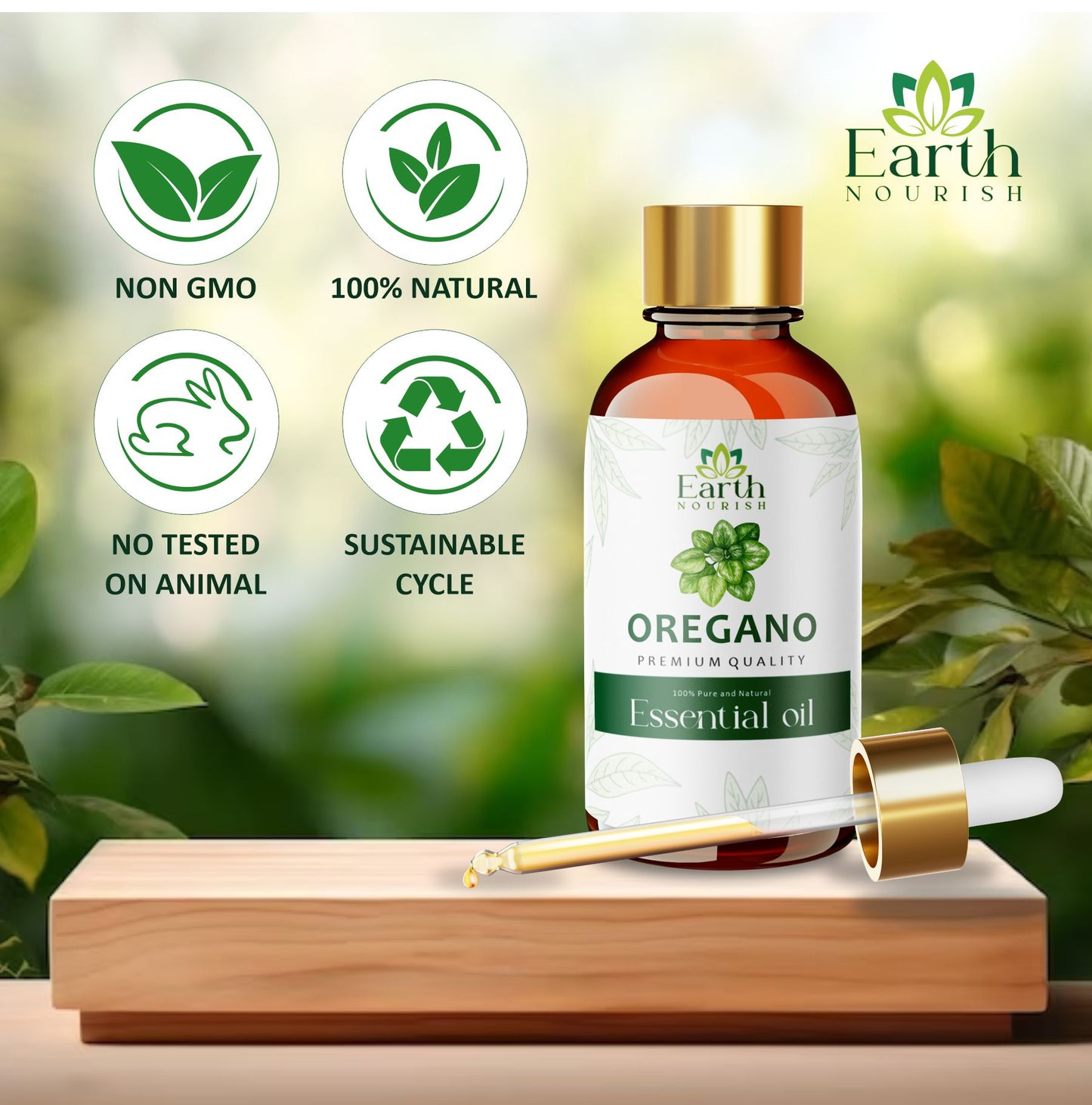 Earth Nourish Oregano Essential Oil - 50ml | 100% Pure, Natural & Undiluted for Skin, Hair, Aromatherapy, and Diffusers