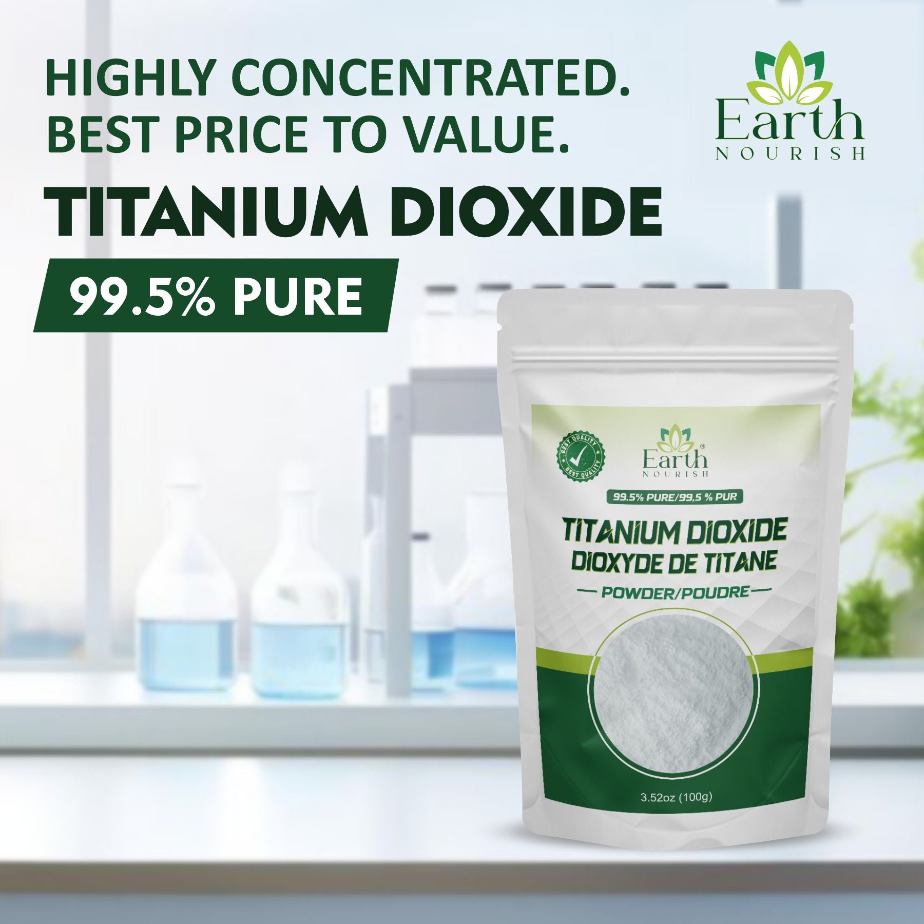Titanium Dioxide 100g – Cosmetic-Grade Raw Material | Earth Nourish