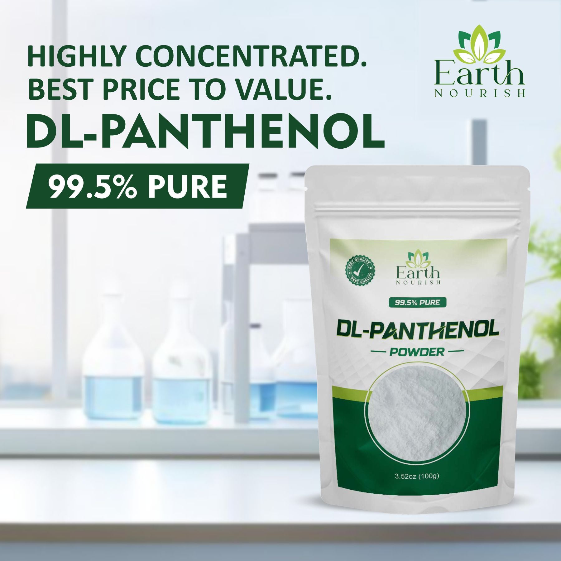 DL-Panthenol Powder (Pro-Vitamin B5) – Cosmetic Grade Raw Material for Skin & Hair Formulations