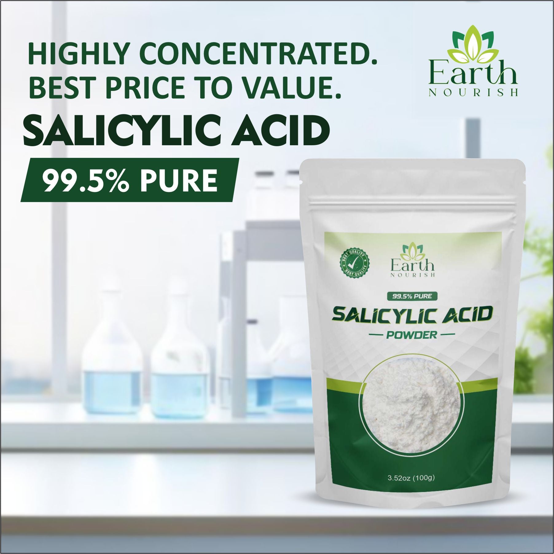 Salicylic Acid Powder 100g – Cosmetic-Grade Raw Material | Earth Nourish