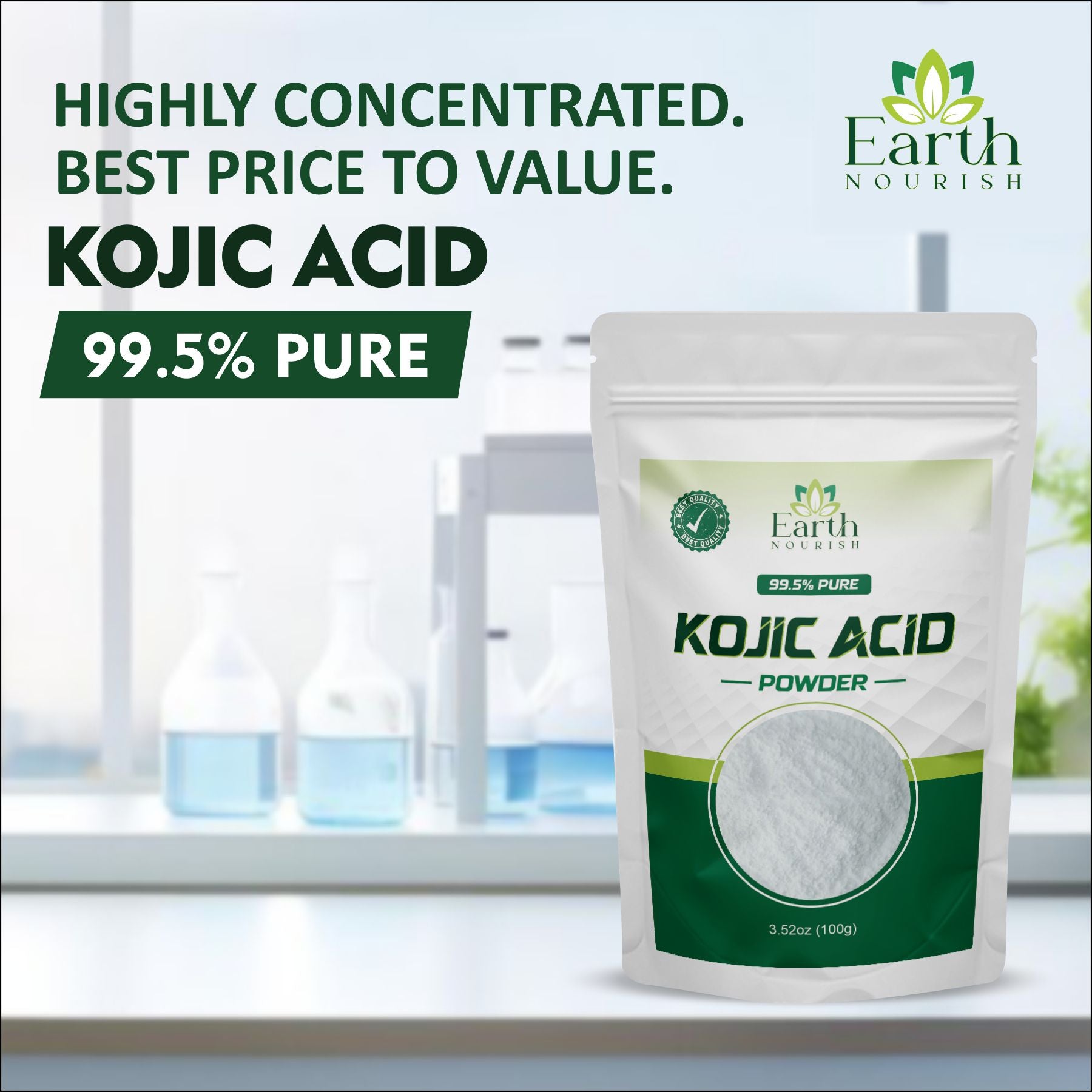 Kojic Acid Powder 100g – Cosmetic-Grade Raw Material | Earth Nourish
