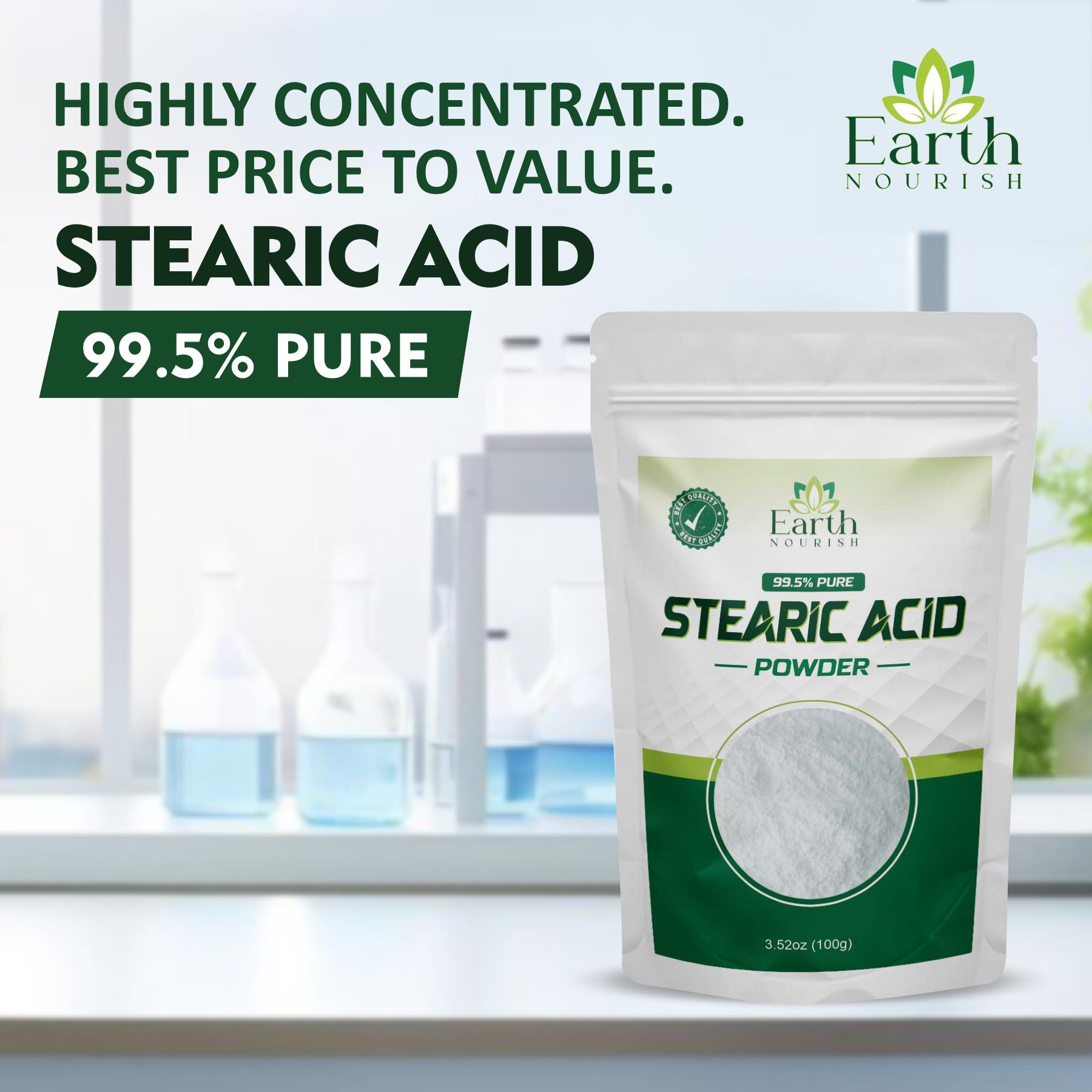 White Stearic Acid Powder 100g – Cosmetic-Grade Raw Material | Earth Nourish